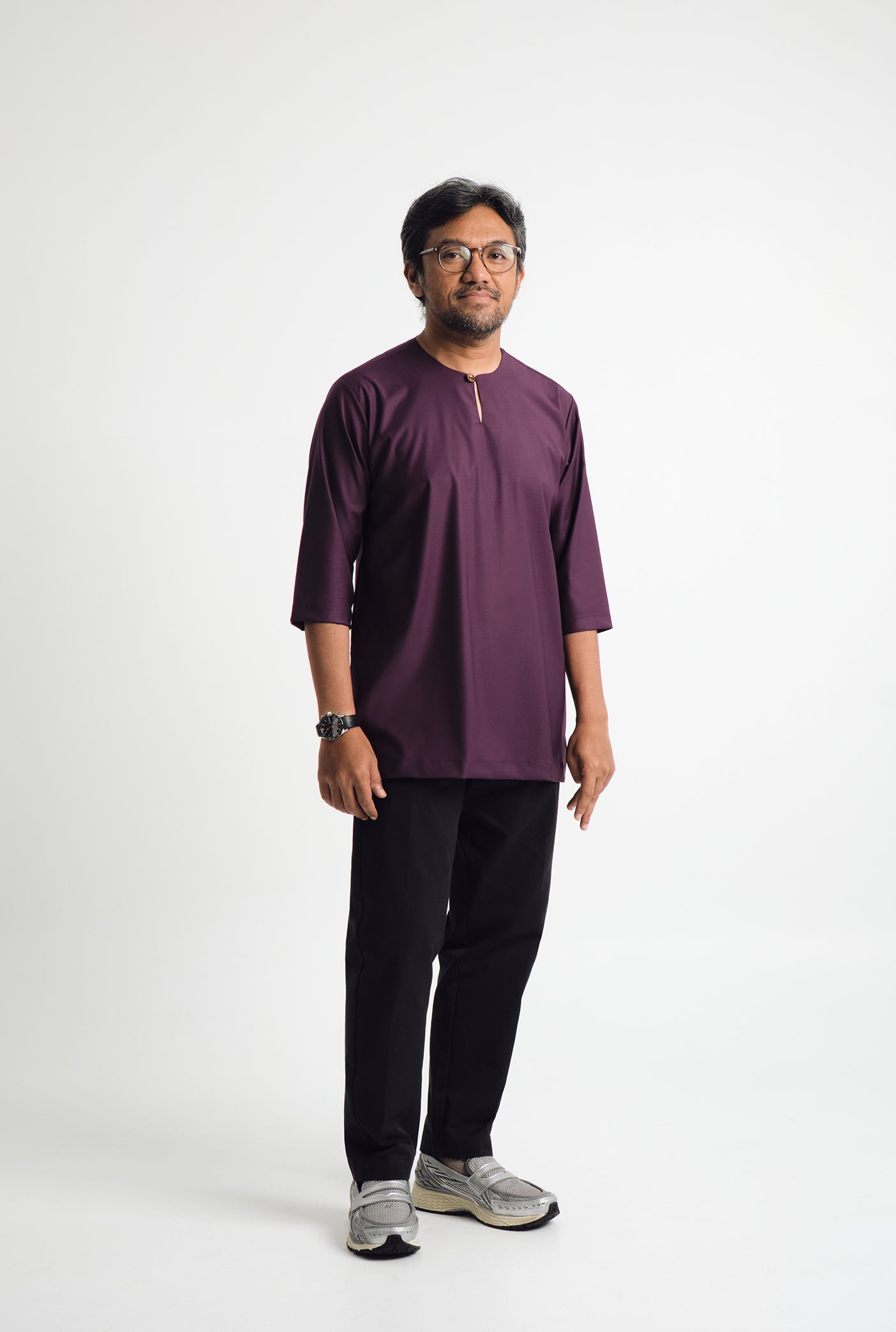 Patawali Three Quarter Sleeve Top  - Dark Purple