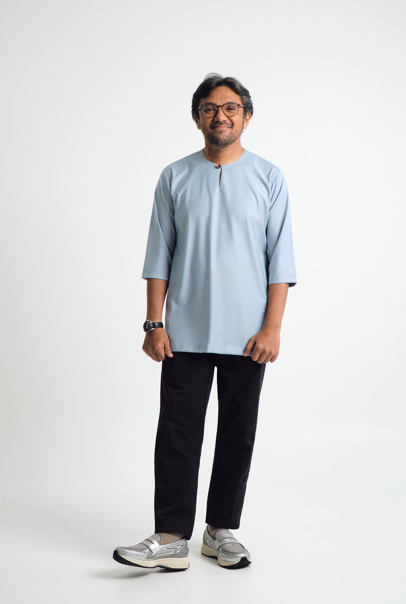Patawali Three Quarter Sleeve Top  - Light Blue