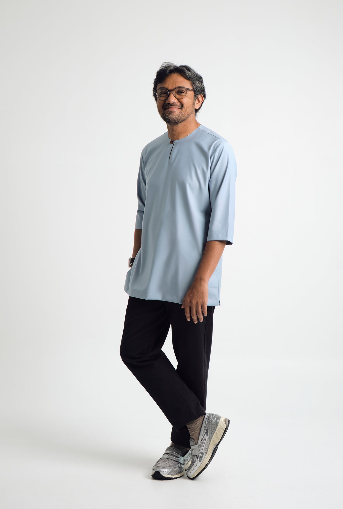 Patawali Three Quarter Sleeve Top  - Light Blue