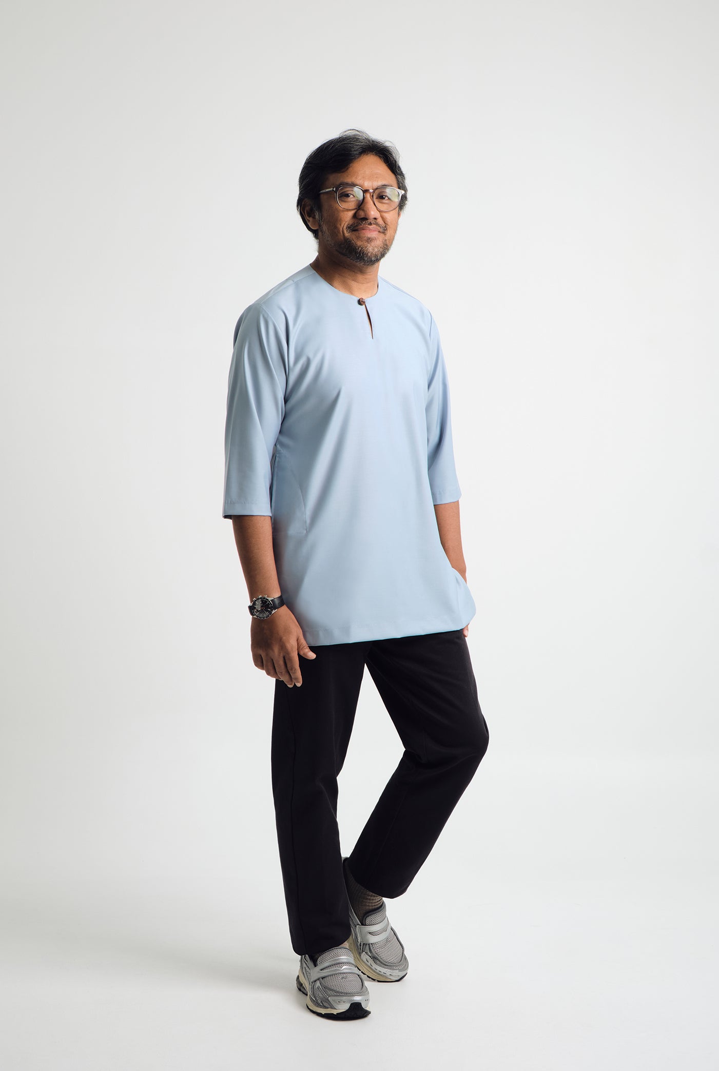 Patawali Three Quarter Sleeve Top  - Light Blue