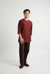 Patawali Three Quarter Sleeve Top  - Mahogany Red