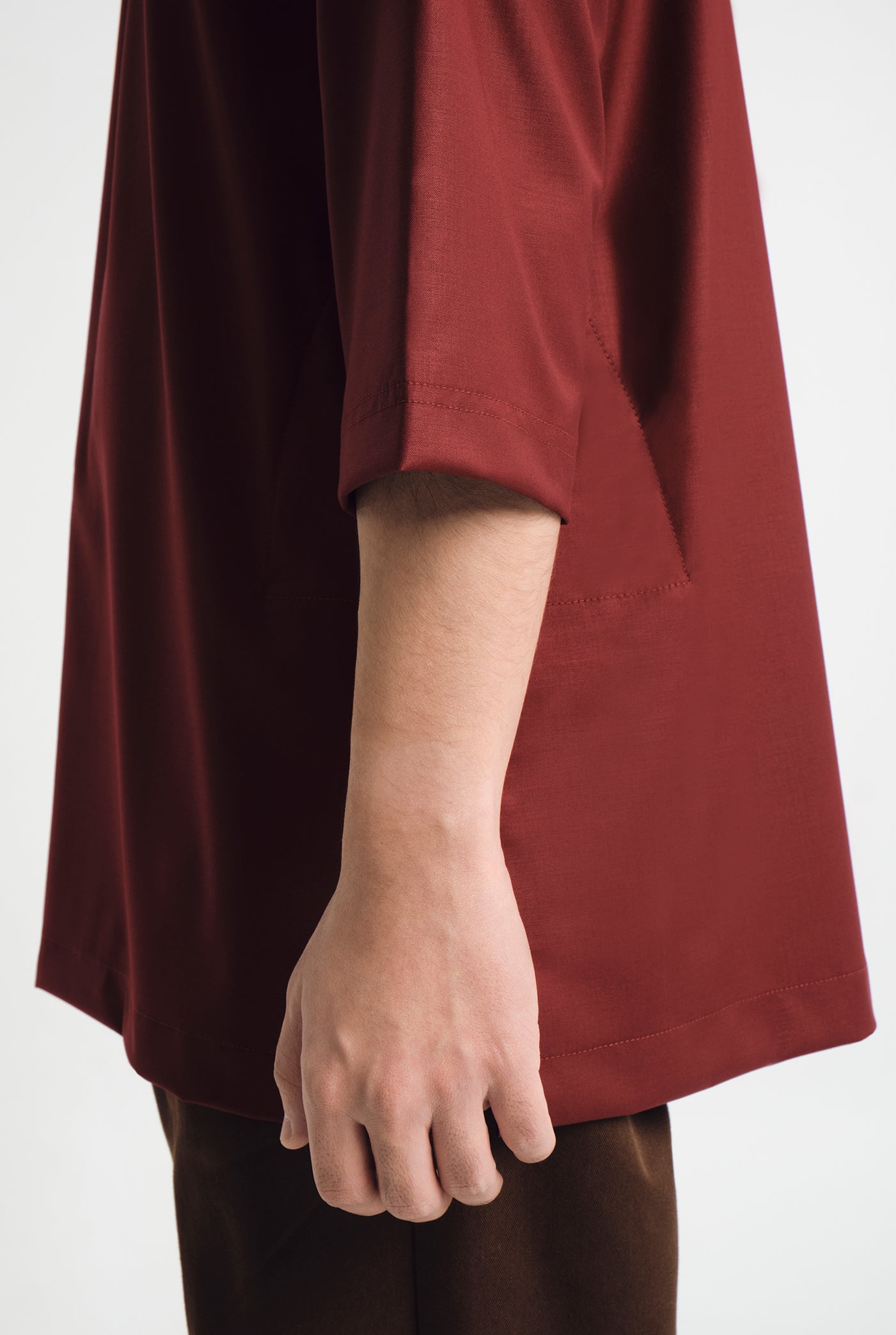 Patawali Three Quarter Sleeve Top  - Mahogany Red