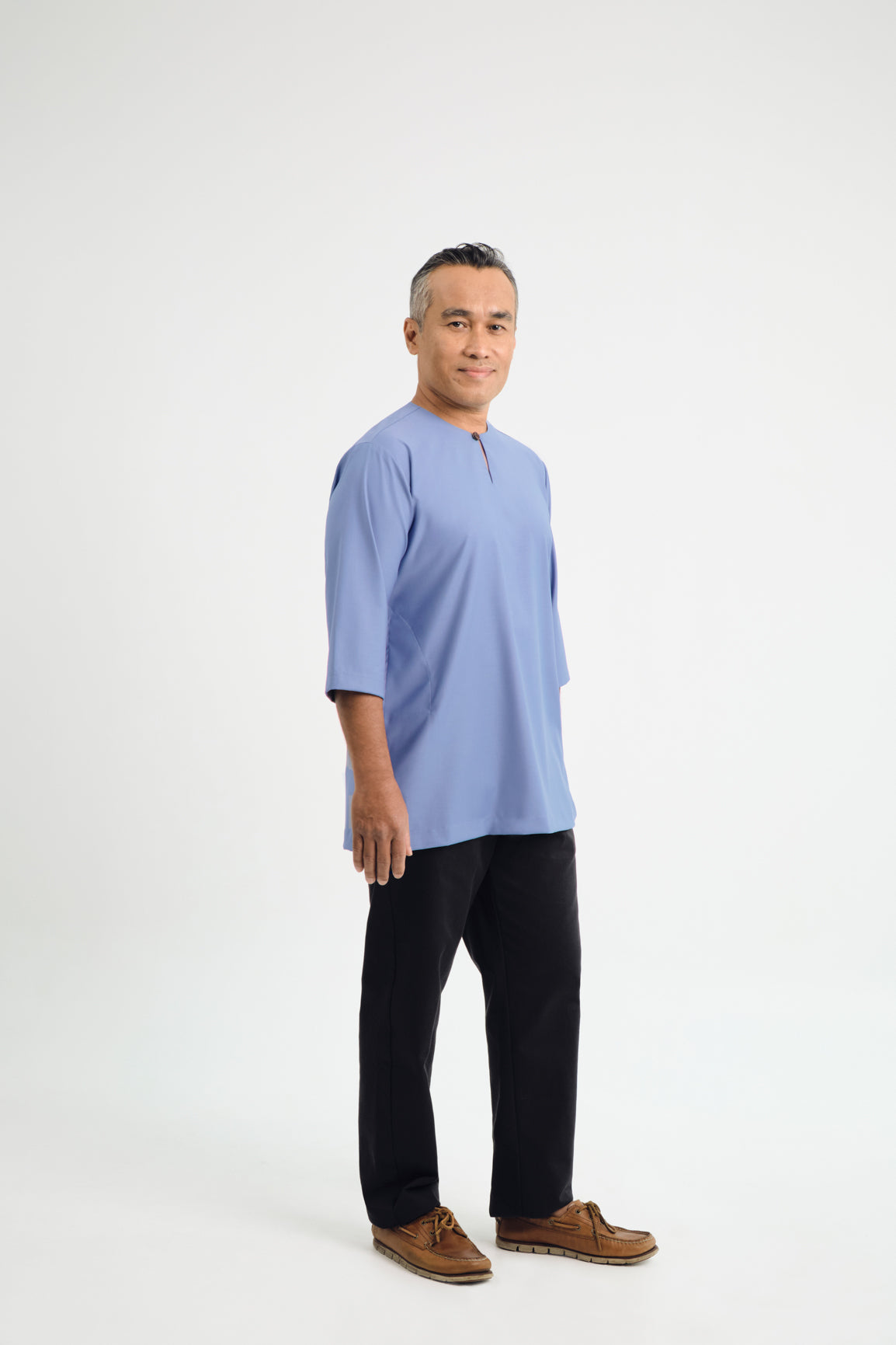 Patawali Three Quarter Sleeve Top  - Stone Blue