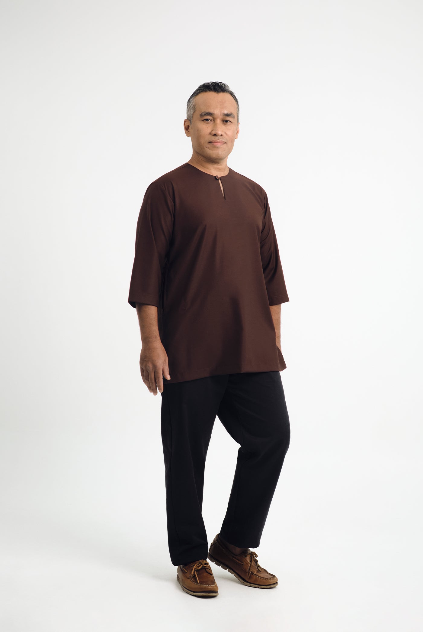 Patawali Three Quarter Sleeve Top  - Dark Brown