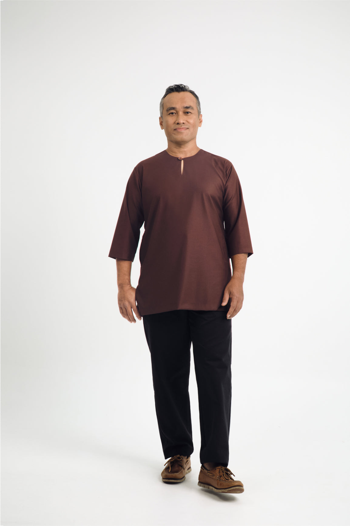 Patawali Three Quarter Sleeve Top  - Dark Brown