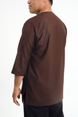 Patawali Three Quarter Sleeve Top  - Dark Brown