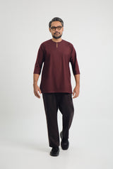 Patawali Three Quarter Sleeve Top  - Burgundy Red