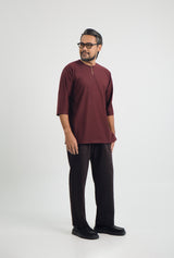 Patawali Three Quarter Sleeve Top  - Burgundy Red