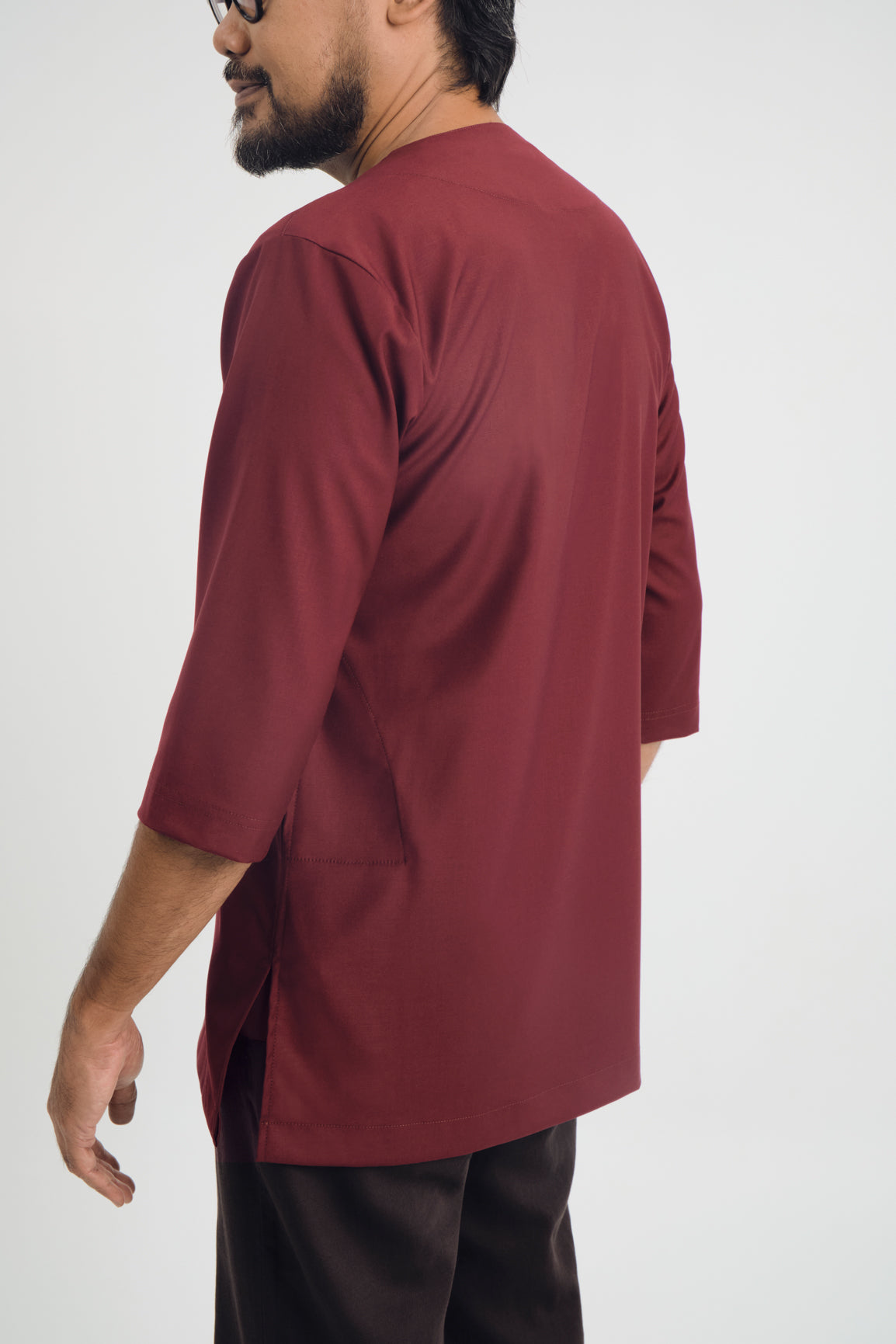 Patawali Three Quarter Sleeve Top  - Burgundy Red