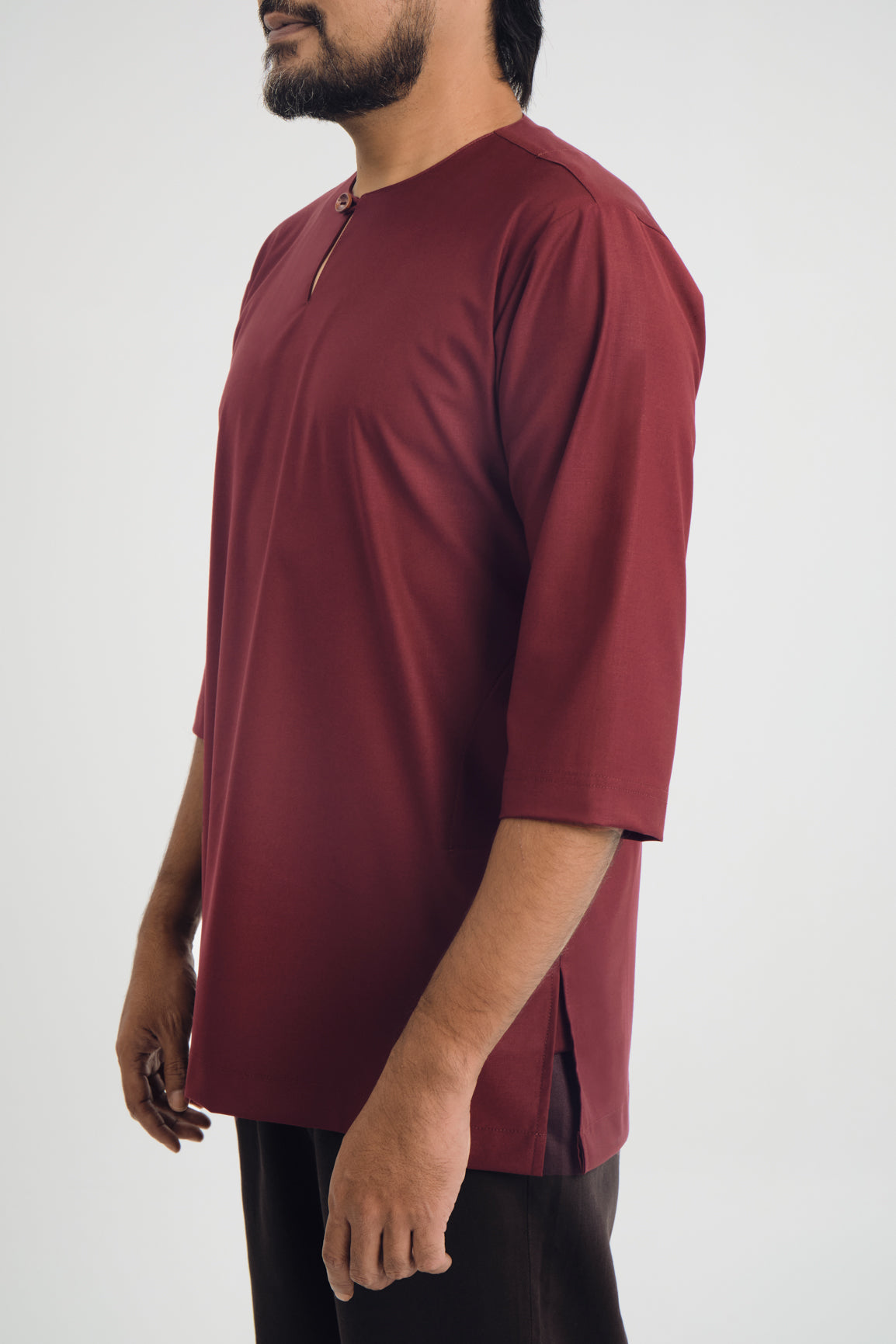 Patawali Three Quarter Sleeve Top  - Burgundy Red