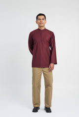 Patawali Collared Top  - Burgundy Red