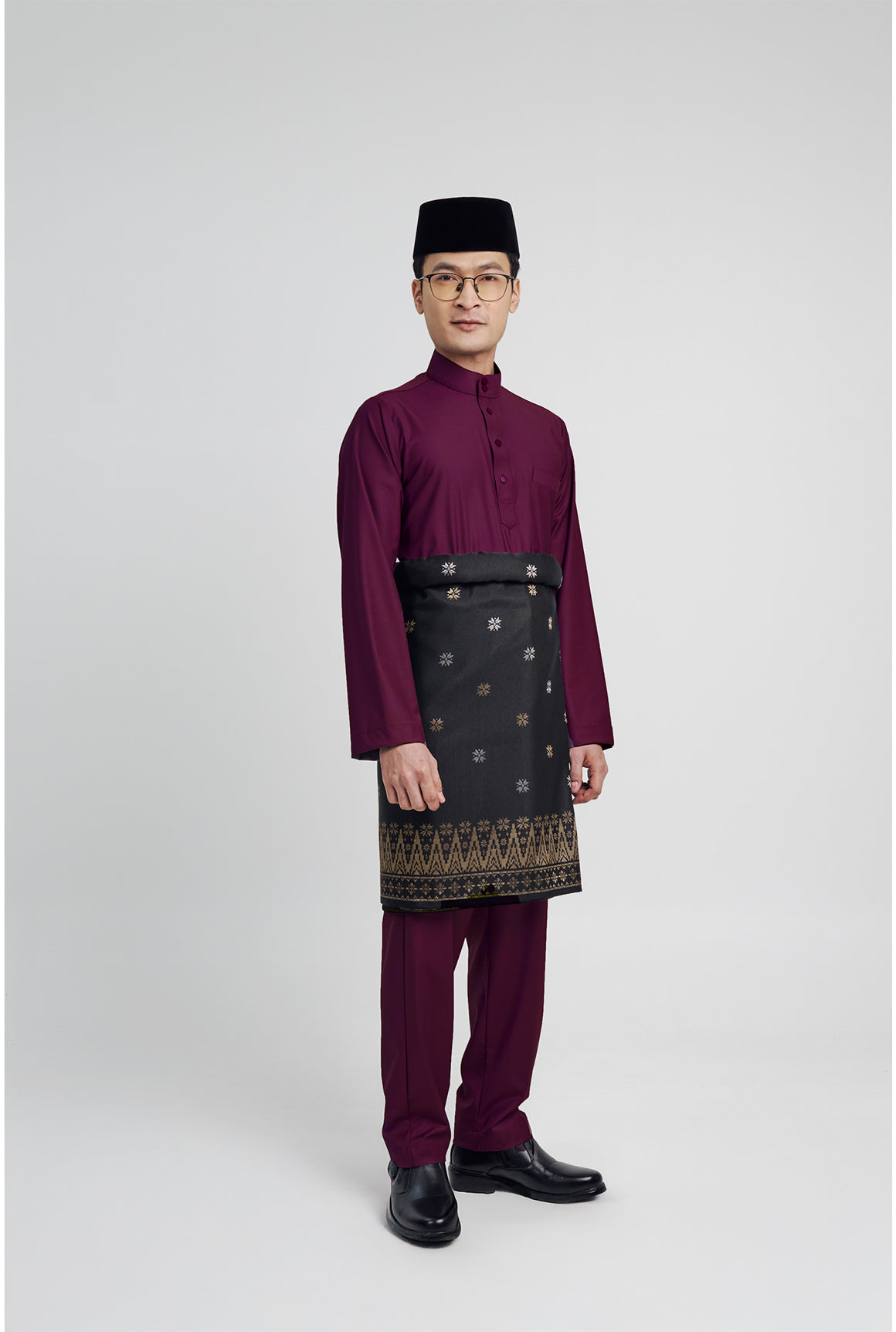 Patawali Modern Fit Baju Melayu Cekak Musang - Purple Manggis