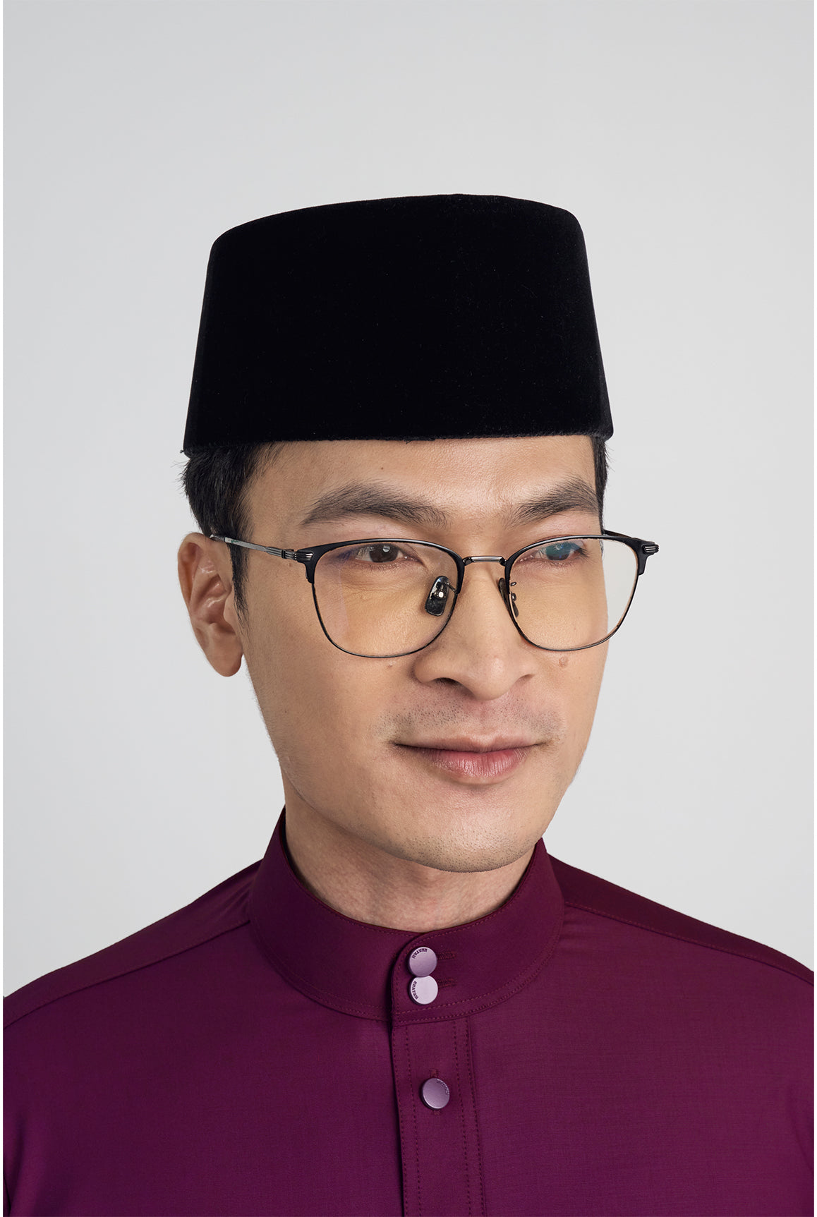 Patawali Modern Fit Baju Melayu Cekak Musang - Purple Manggis