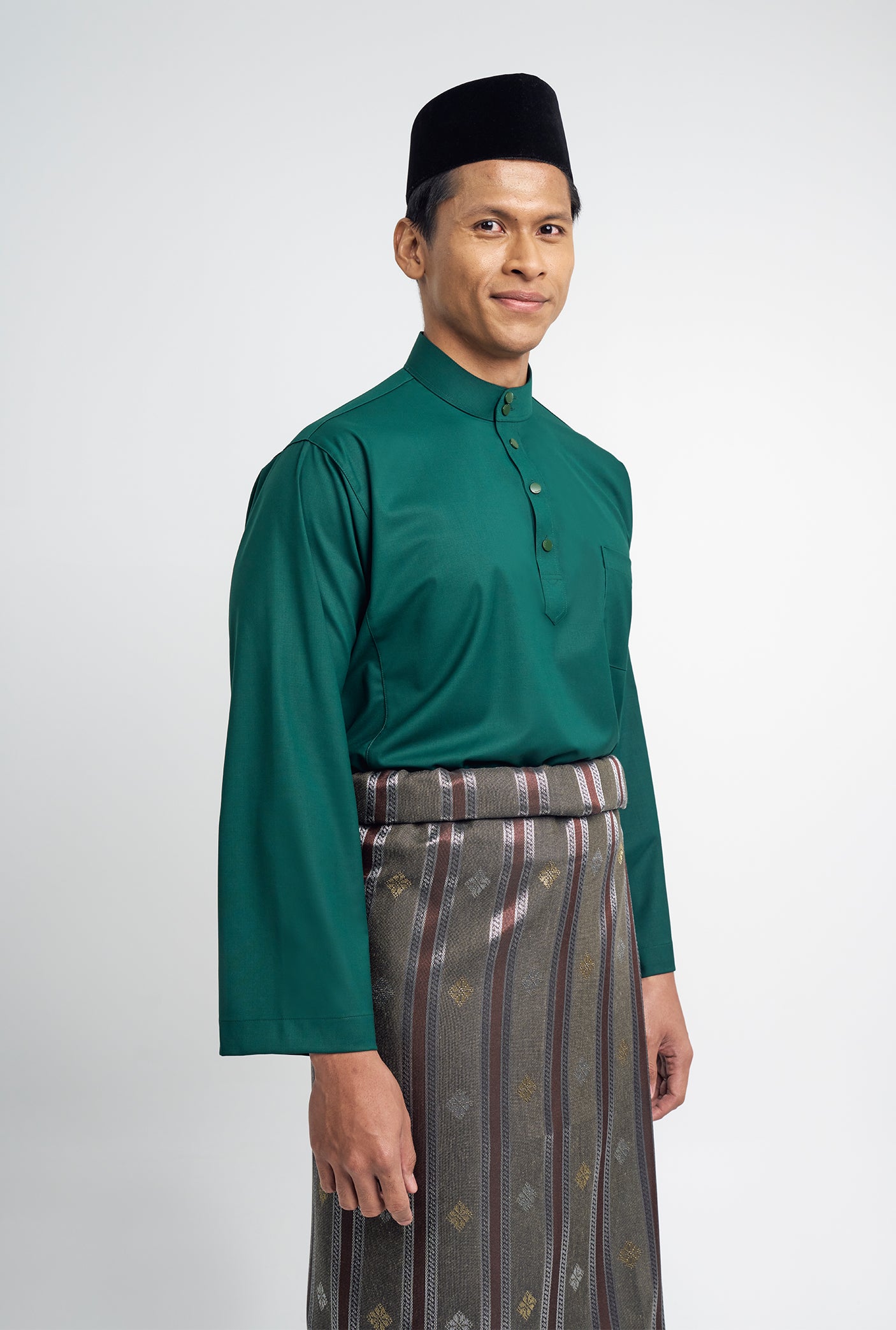 Patawali Classic Fit Baju Melayu Cekak Musang - Emerald Green