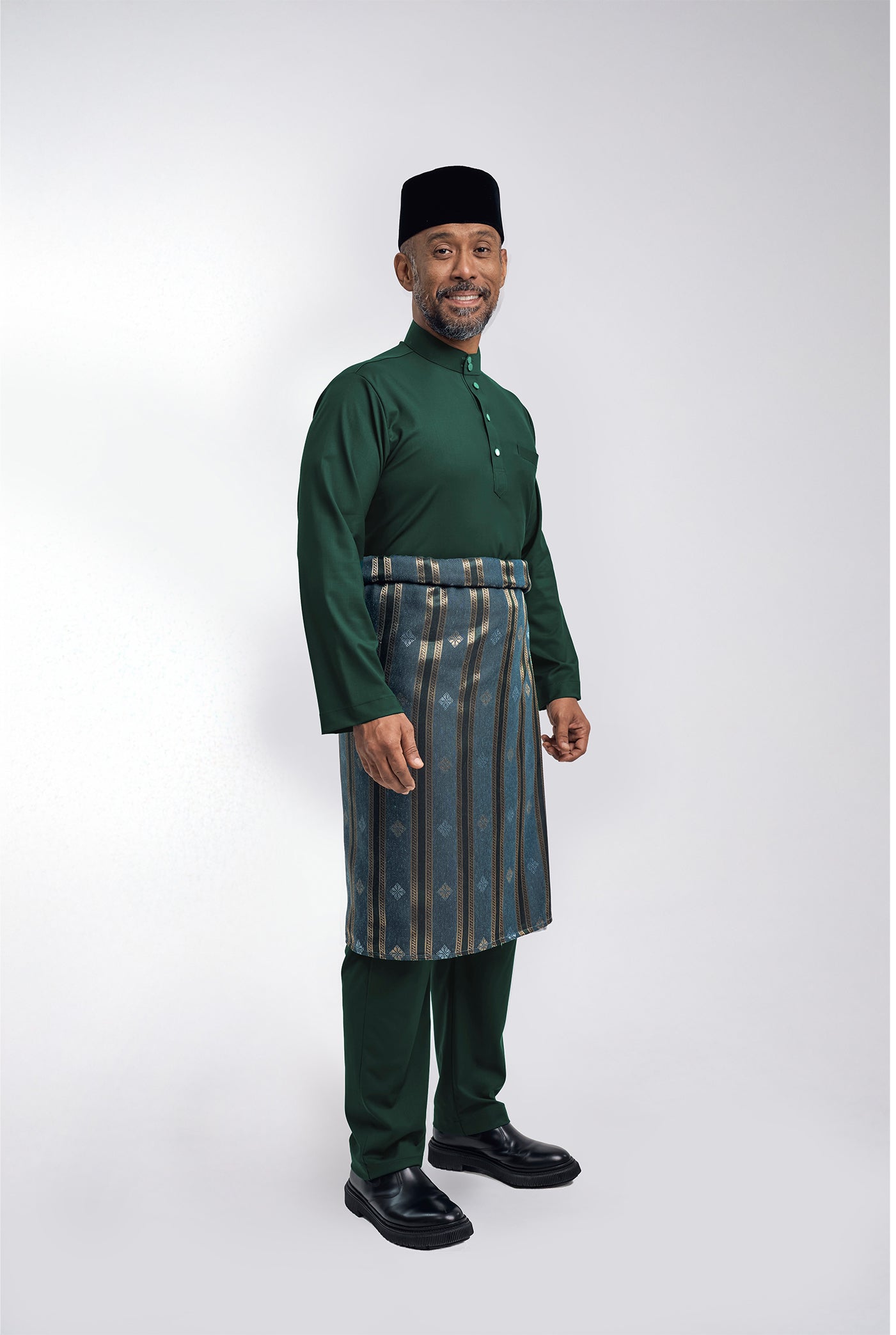Patawali Modern Fit Baju Melayu Cekak Musang - Deep Green