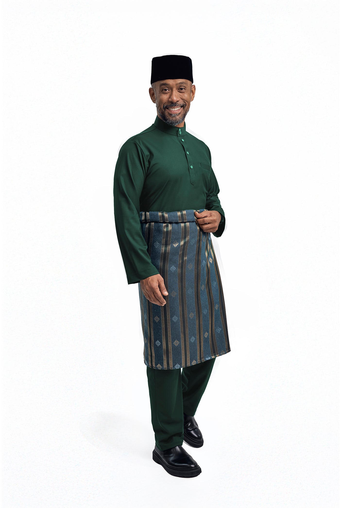 Patawali Modern Fit Baju Melayu Cekak Musang - Deep Green