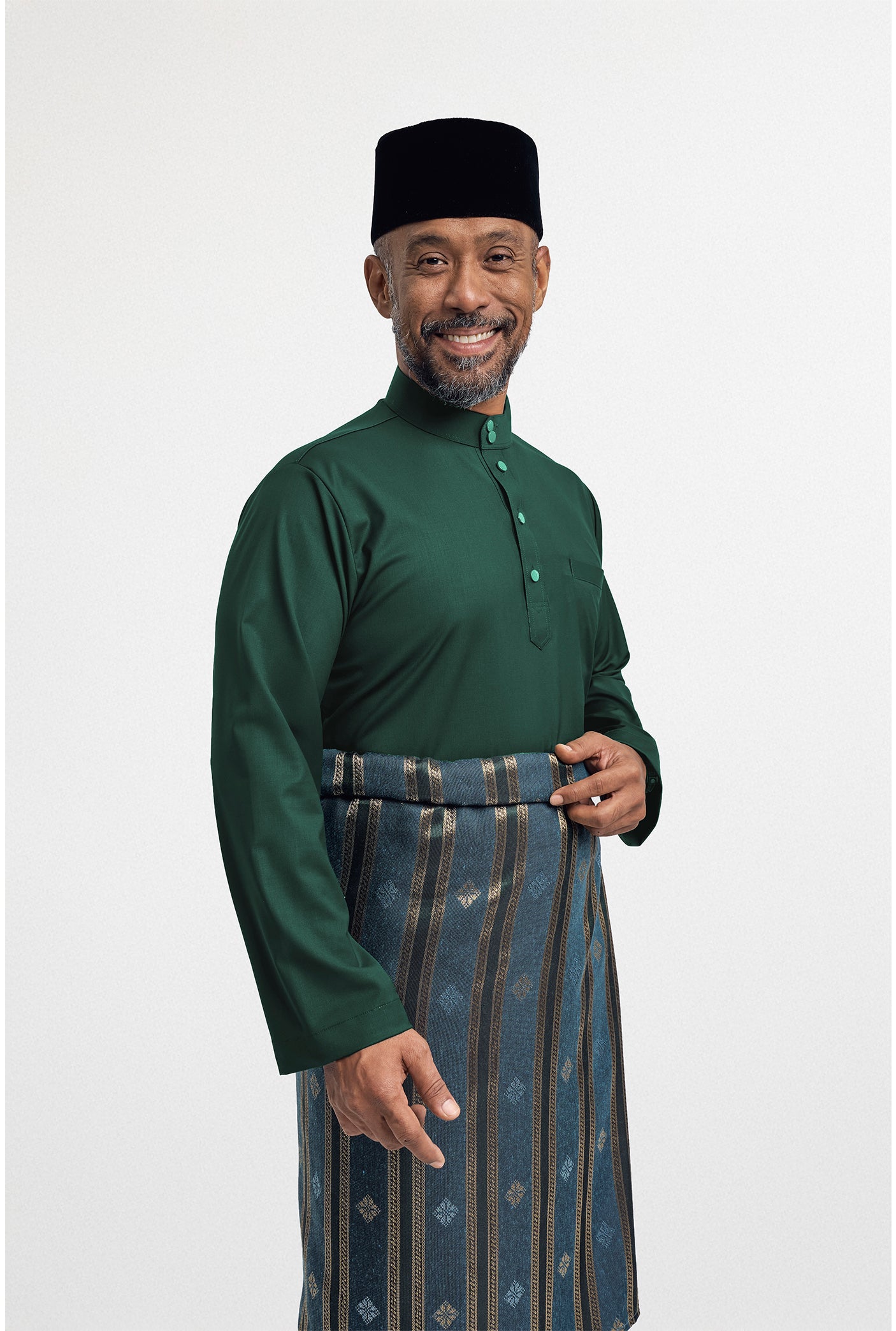 Patawali Modern Fit Baju Melayu Cekak Musang - Deep Green