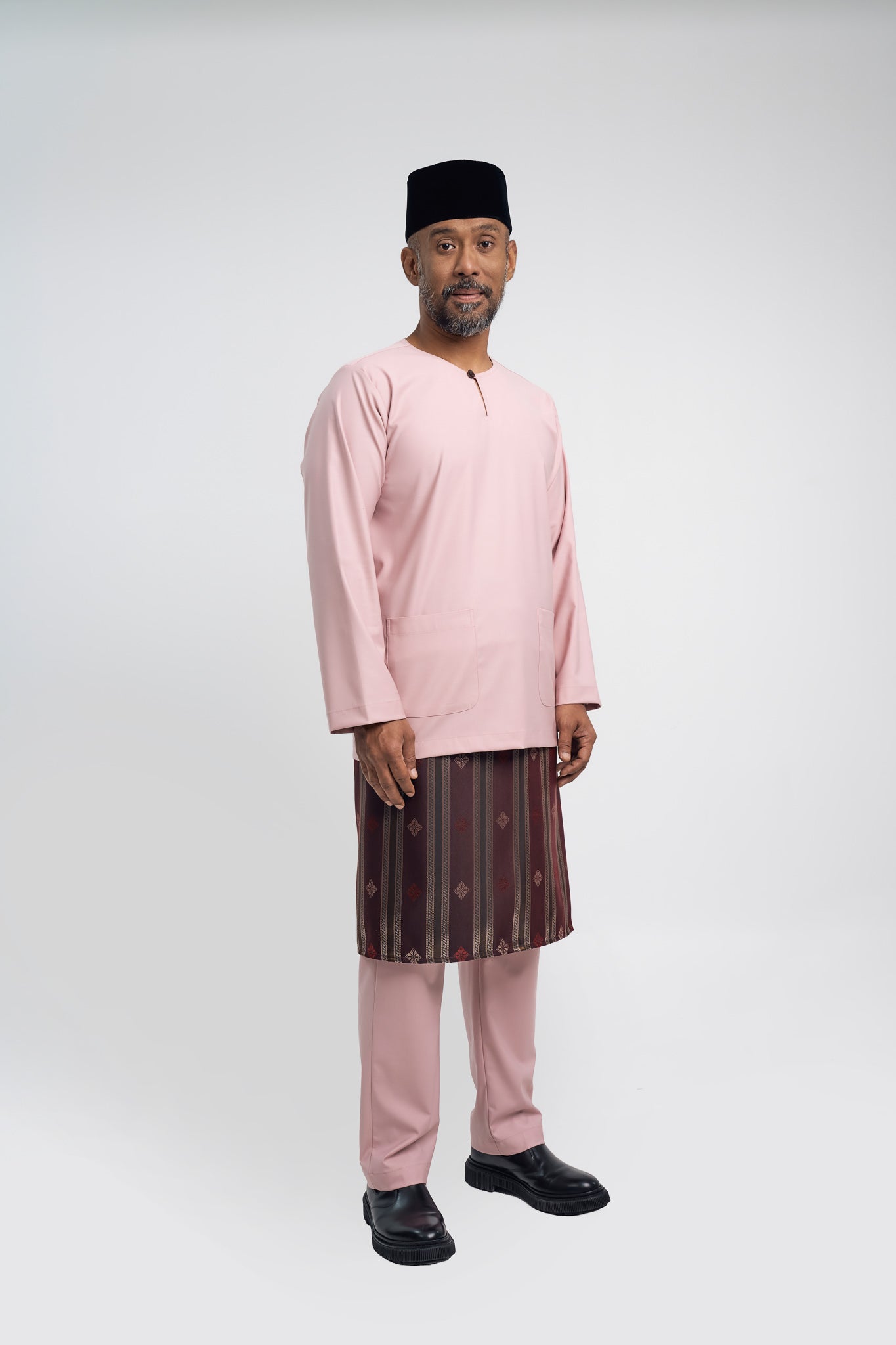Patawali Modern Fit Baju Melayu Teluk Belanga - Soft Pink