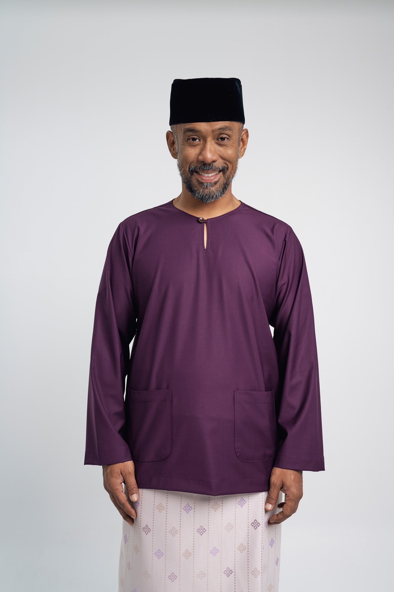 Patawali Modern Fit Baju Melayu Teluk Belanga - Dark Purple