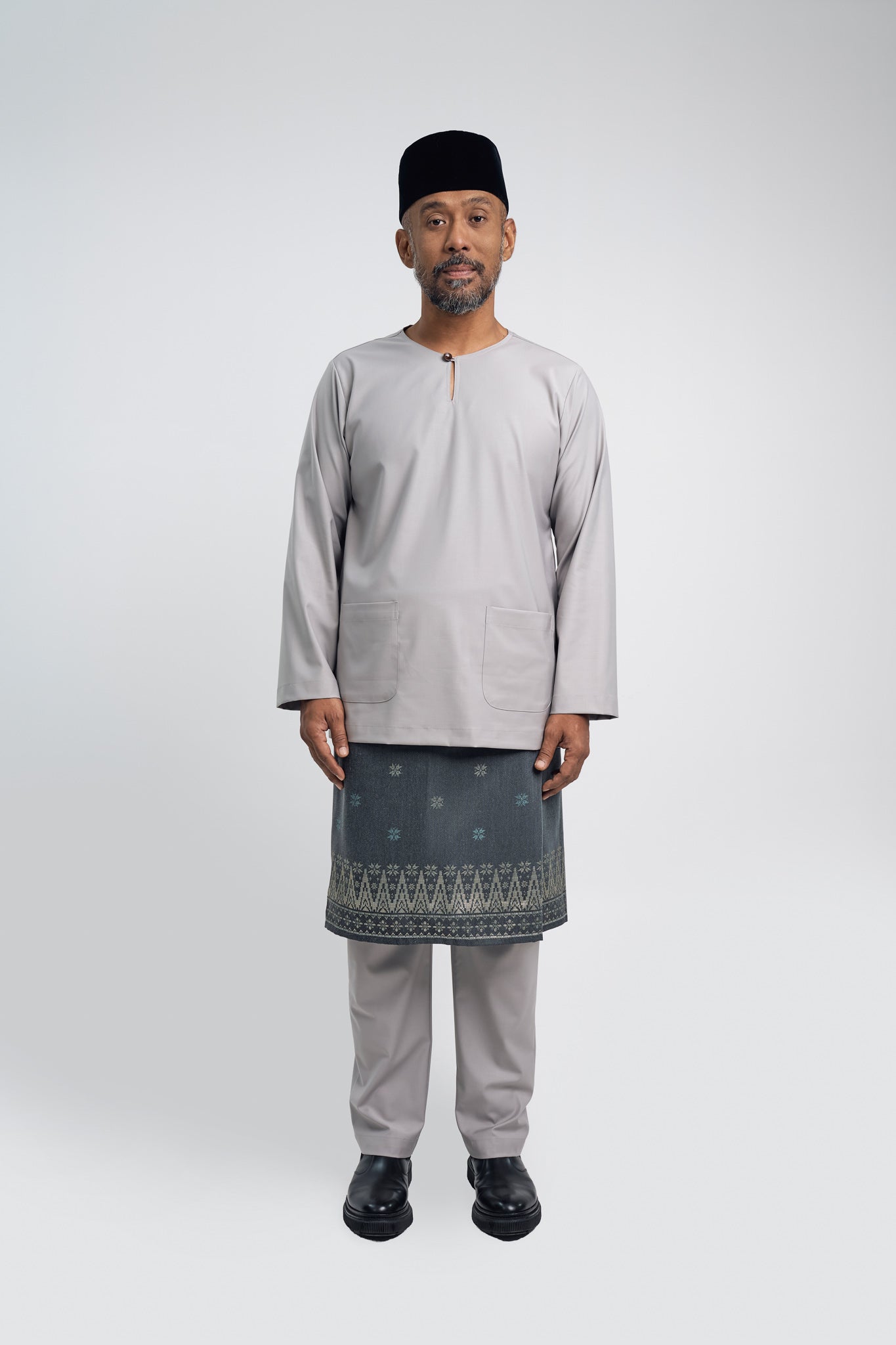 Patawali Modern Fit Baju Melayu Teluk Belanga - Ash Grey