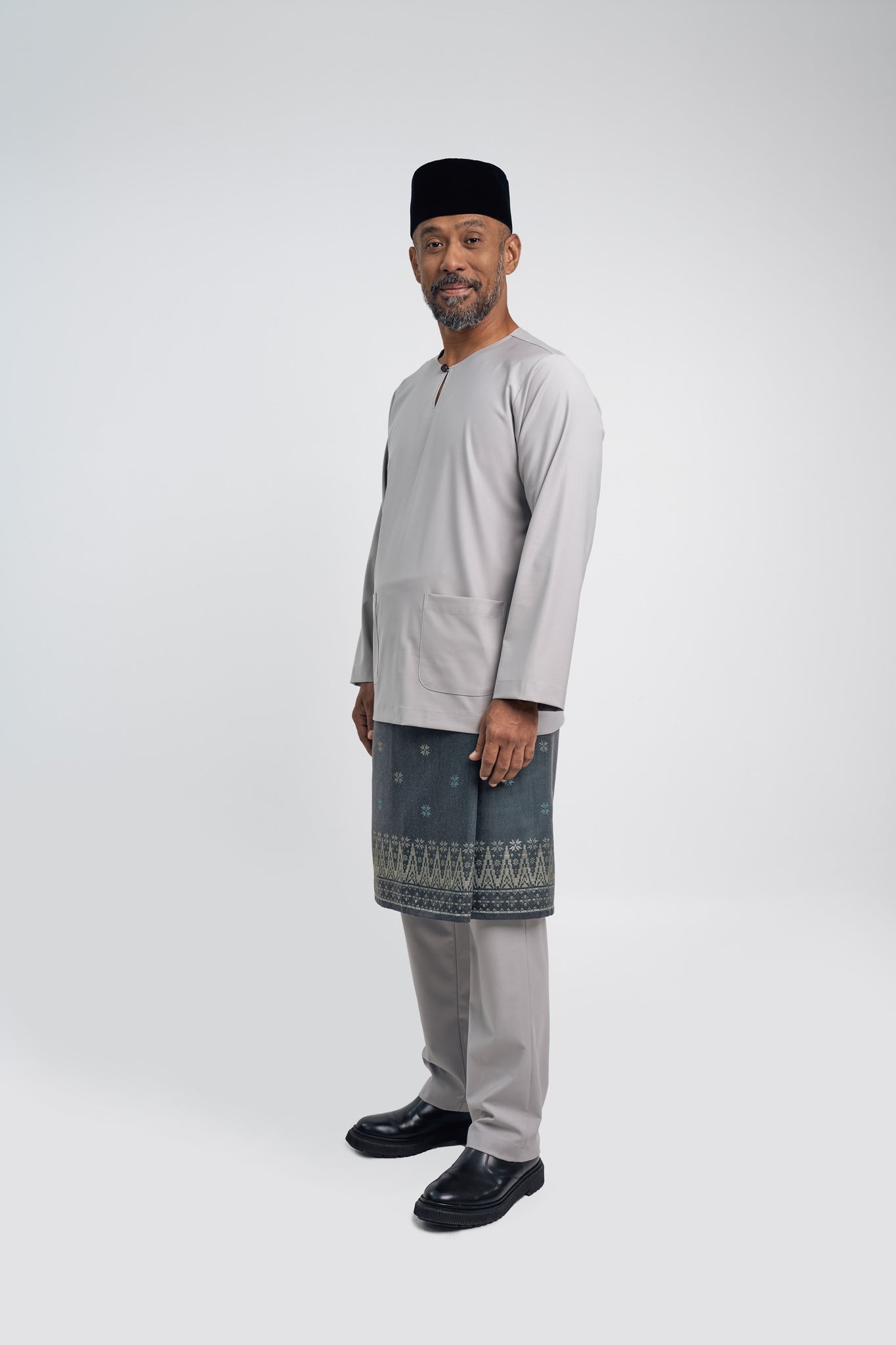 Patawali Modern Fit Baju Melayu Teluk Belanga - Ash Grey