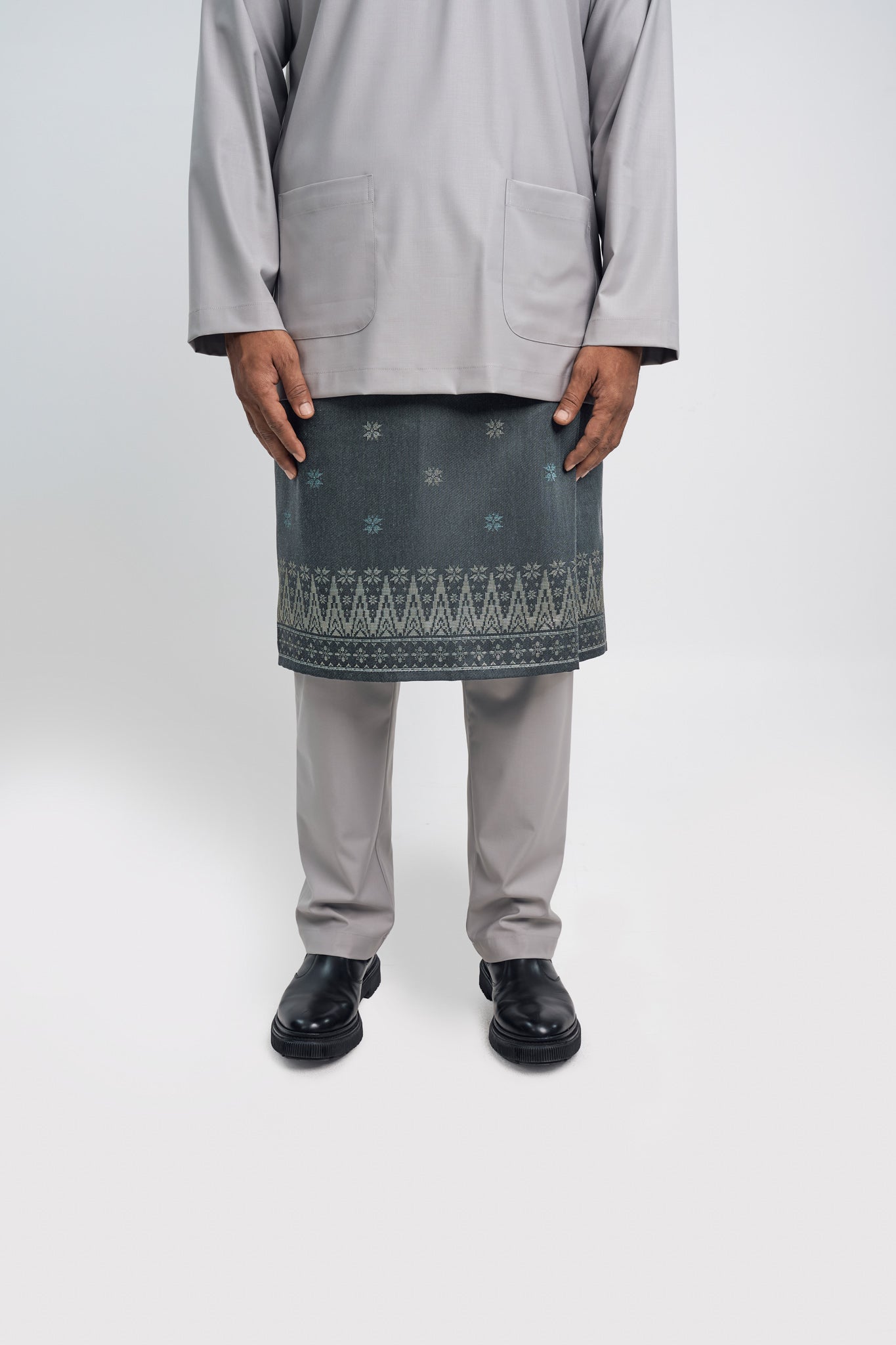 Patawali Modern Fit Baju Melayu Teluk Belanga - Ash Grey