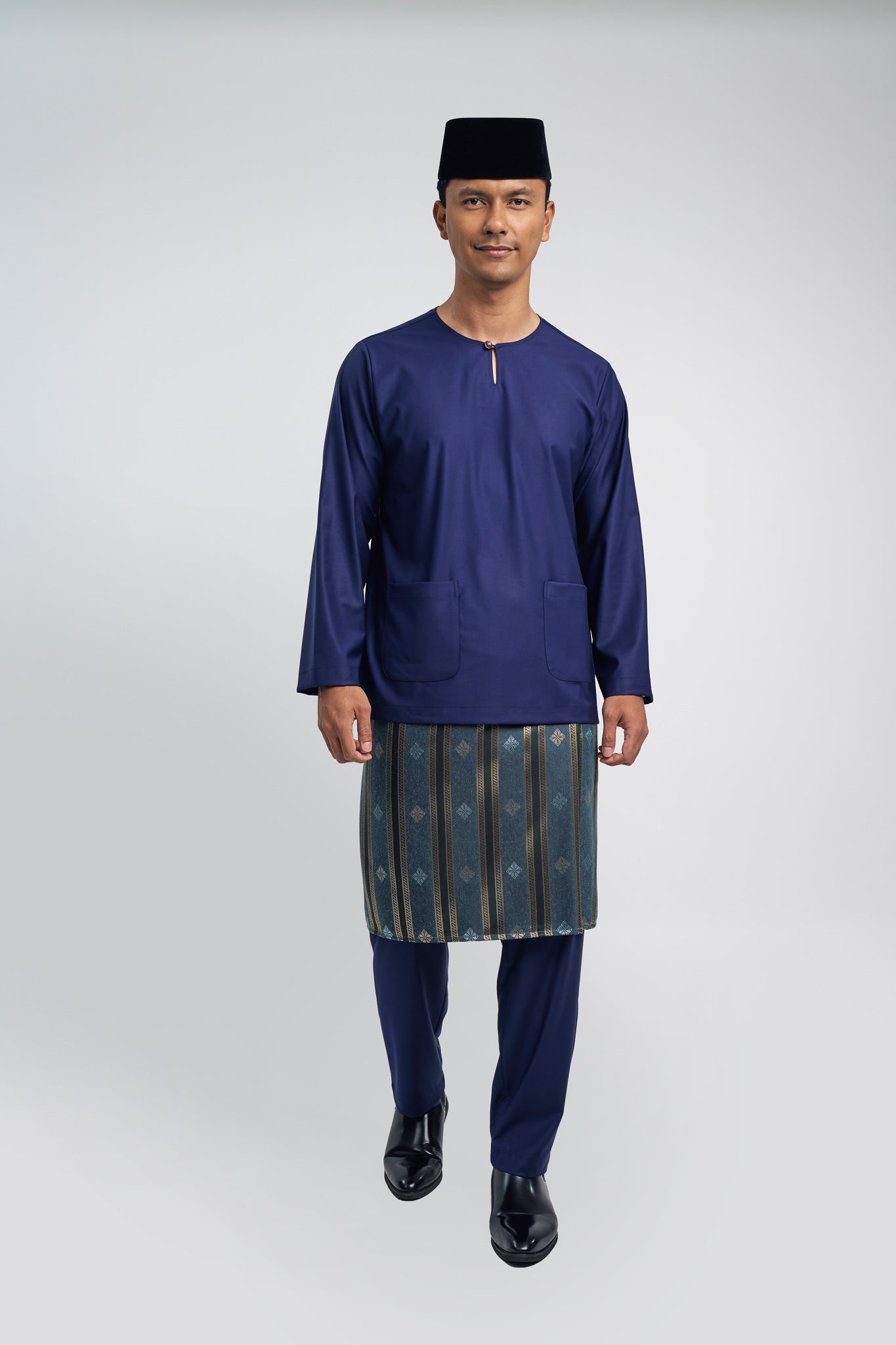 Patawali Modern Fit Baju Melayu Teluk Belanga - Dark Navy