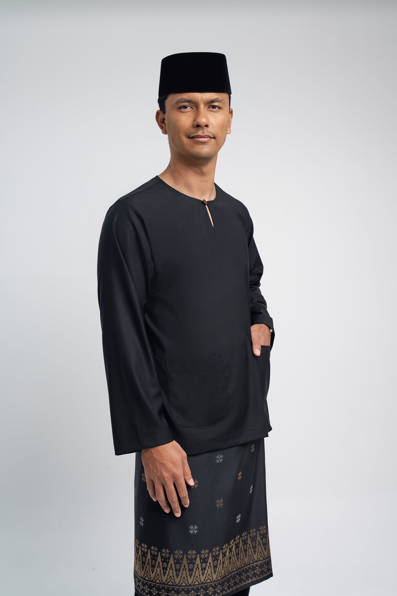 Patawali Modern Fit Baju Melayu Teluk Belanga - Opal Black