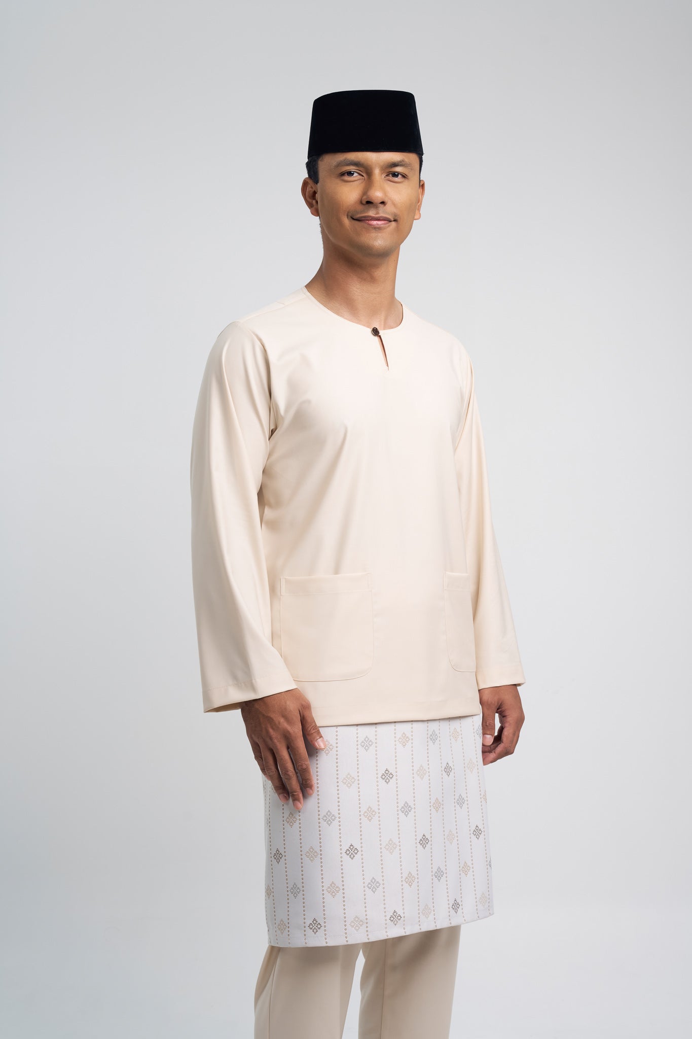 Patawali Modern Fit Baju Melayu Teluk Belanga - Ecru Beige