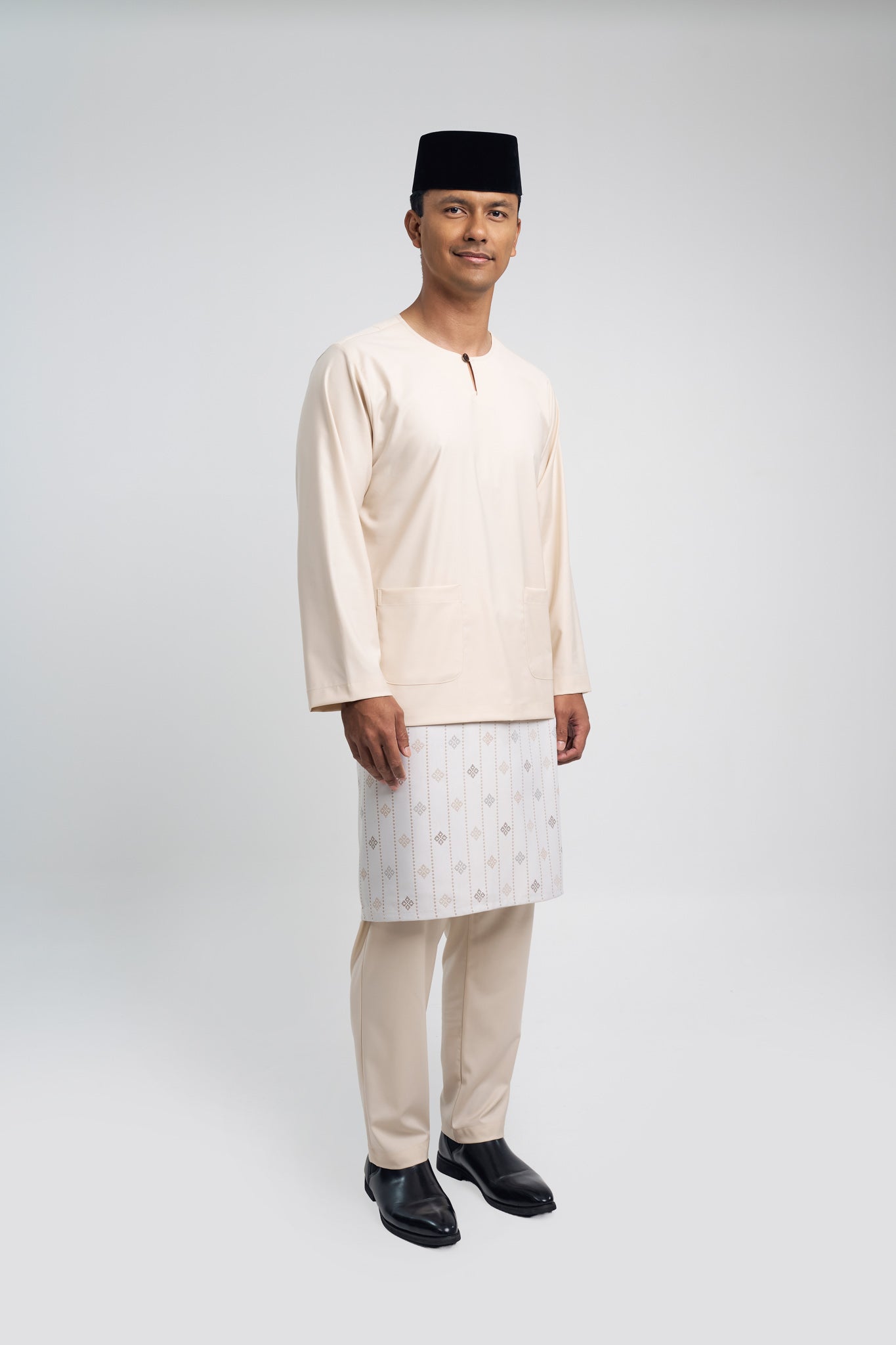 Patawali Modern Fit Baju Melayu Teluk Belanga - Ecru Beige