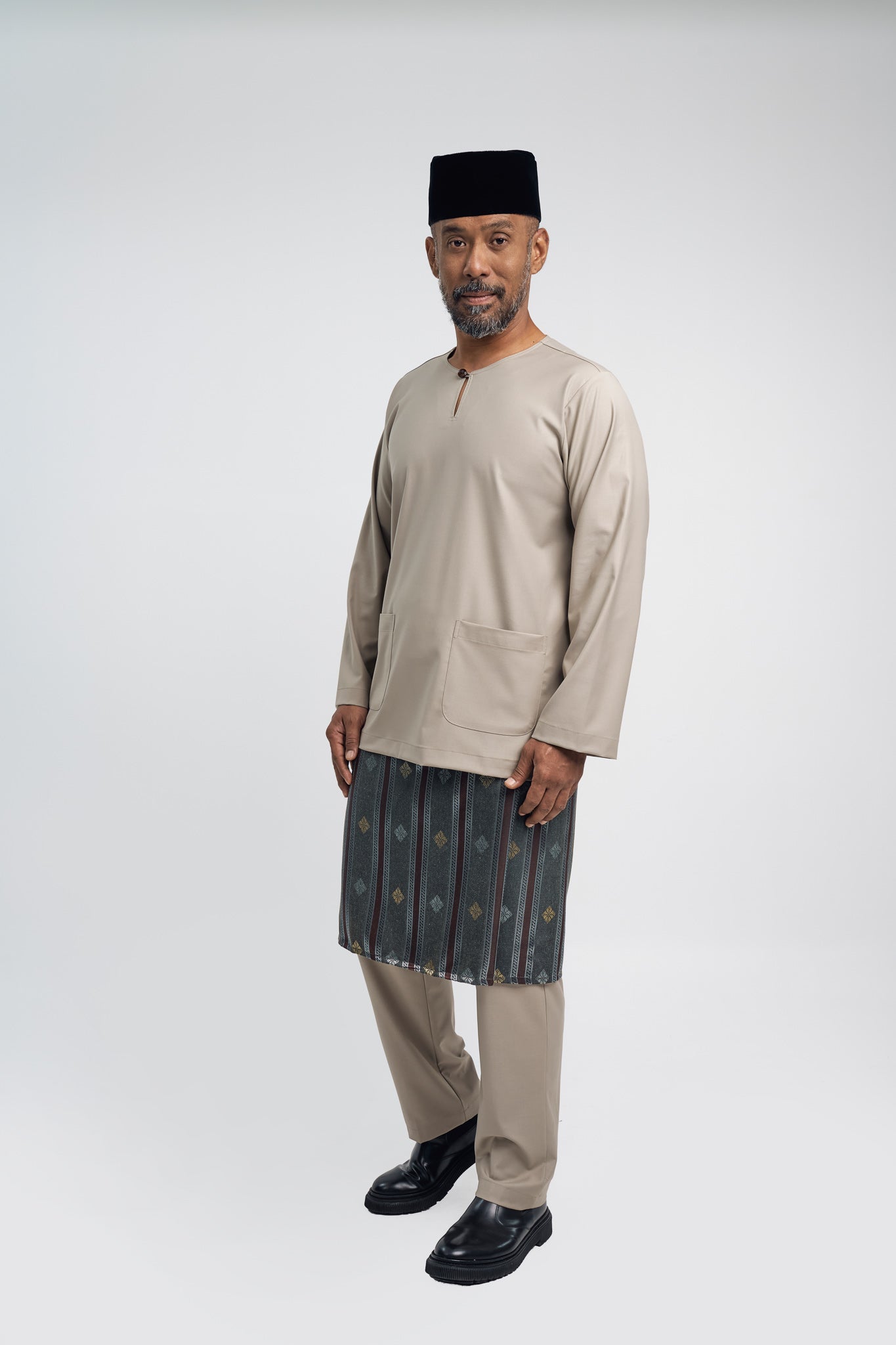 Patawali Modern Fit Baju Melayu Teluk Belanga - Light Olive