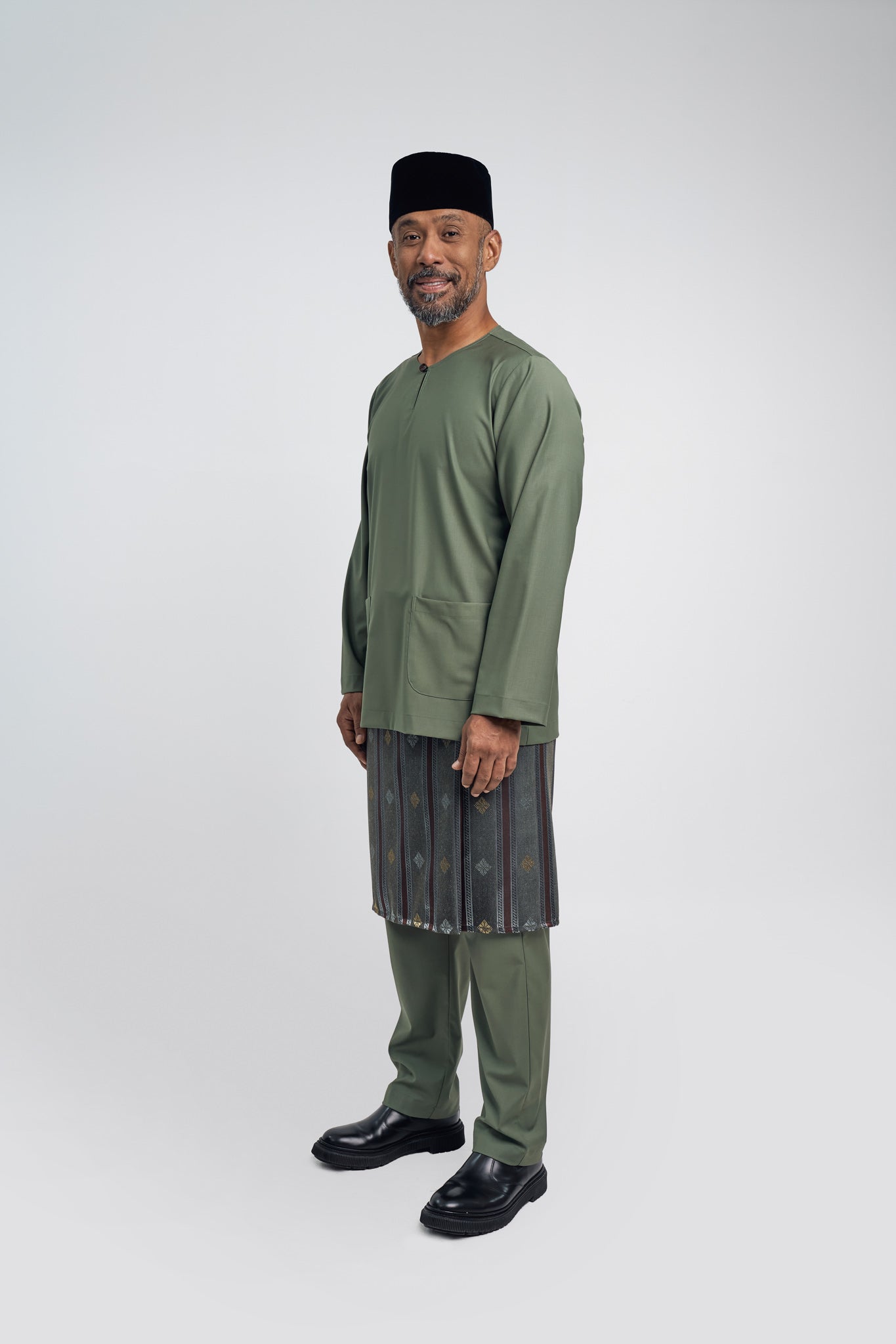 Patawali Modern Fit Baju Melayu Teluk Belanga - Pickle Green