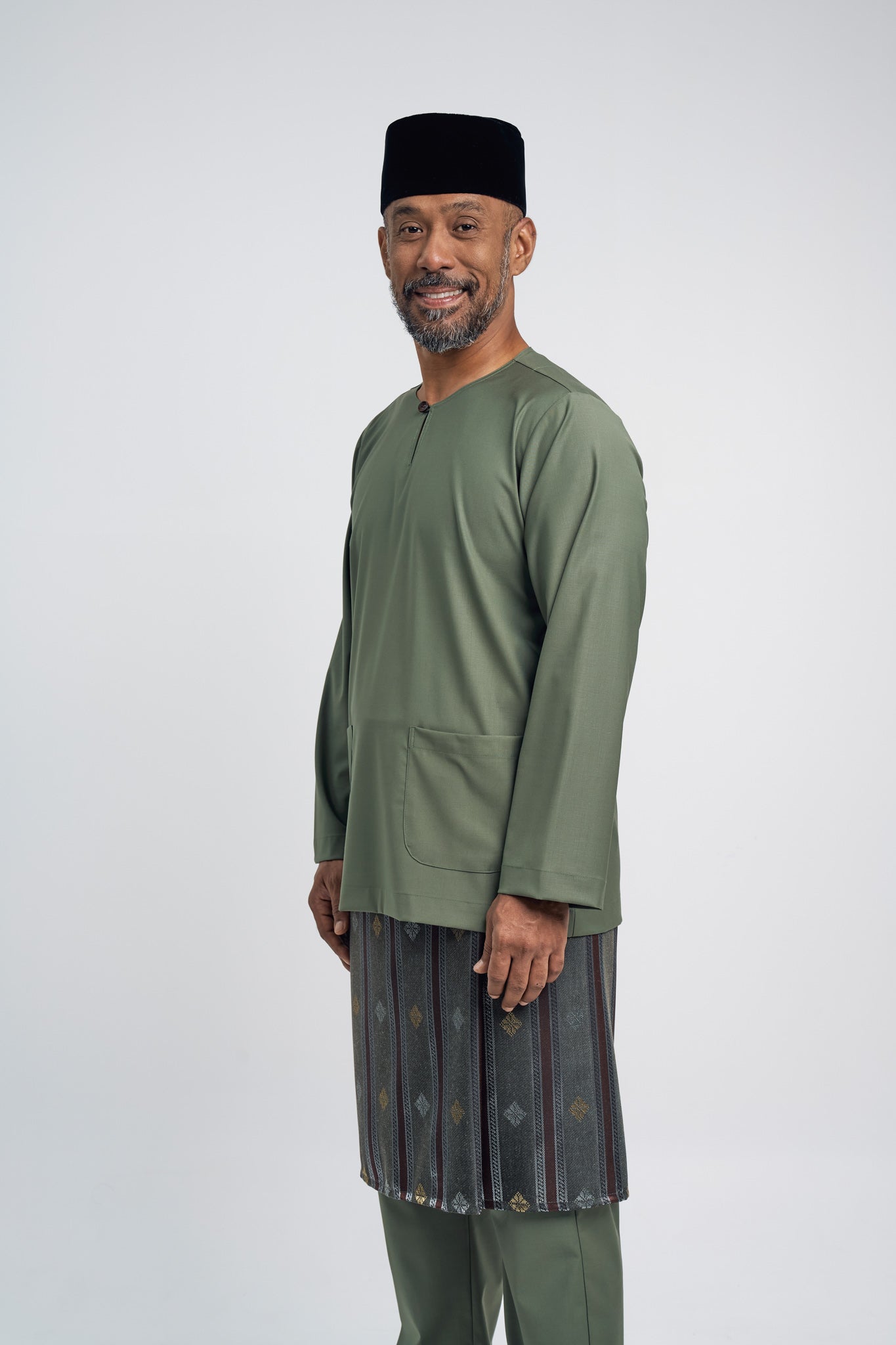 Patawali Modern Fit Baju Melayu Teluk Belanga - Pickle Green