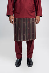 Patawali Modern Fit Baju Melayu Teluk Belanga - Mahogany Red