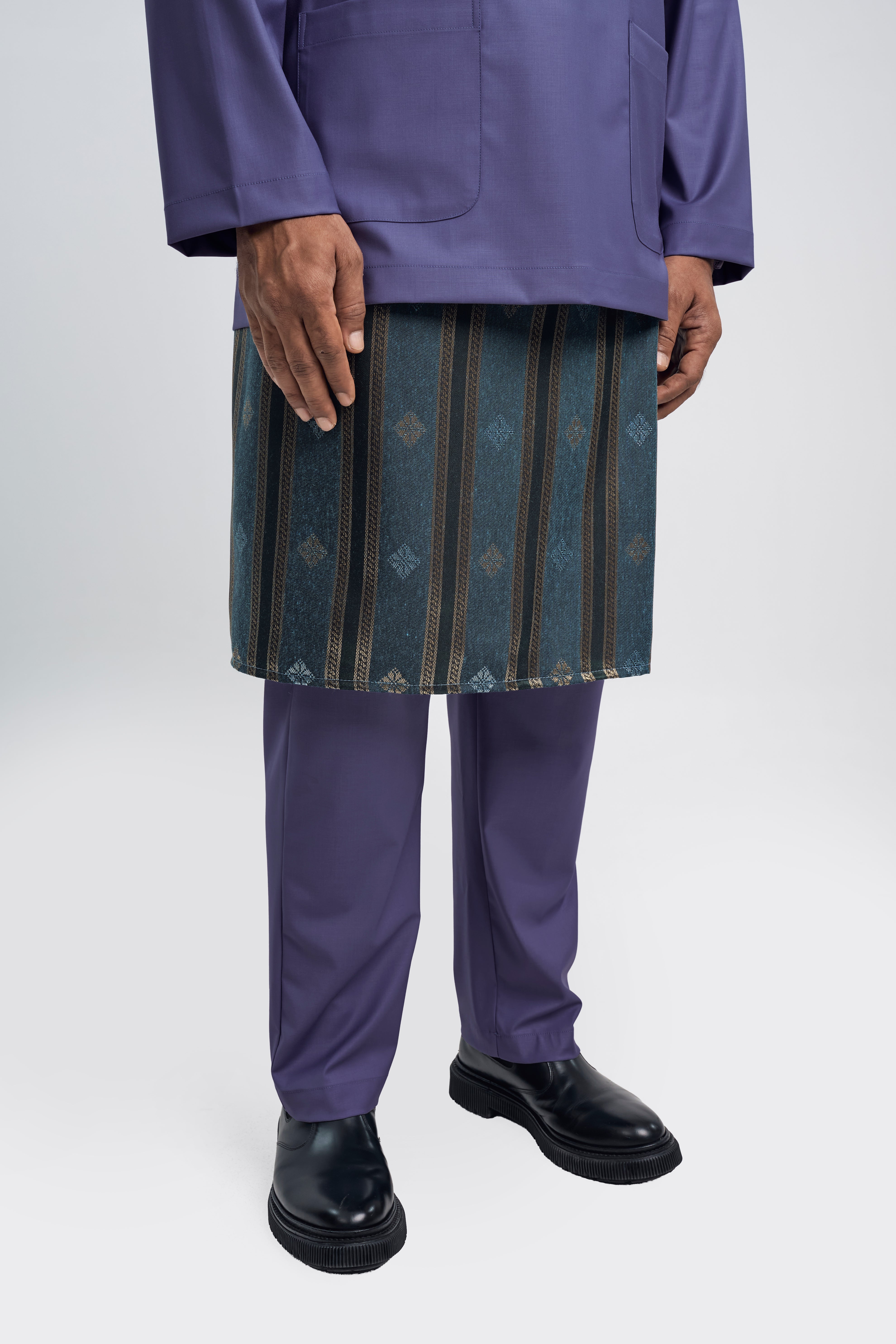 Patawali Modern Fit Baju Melayu Teluk Belanga - Purple Yam