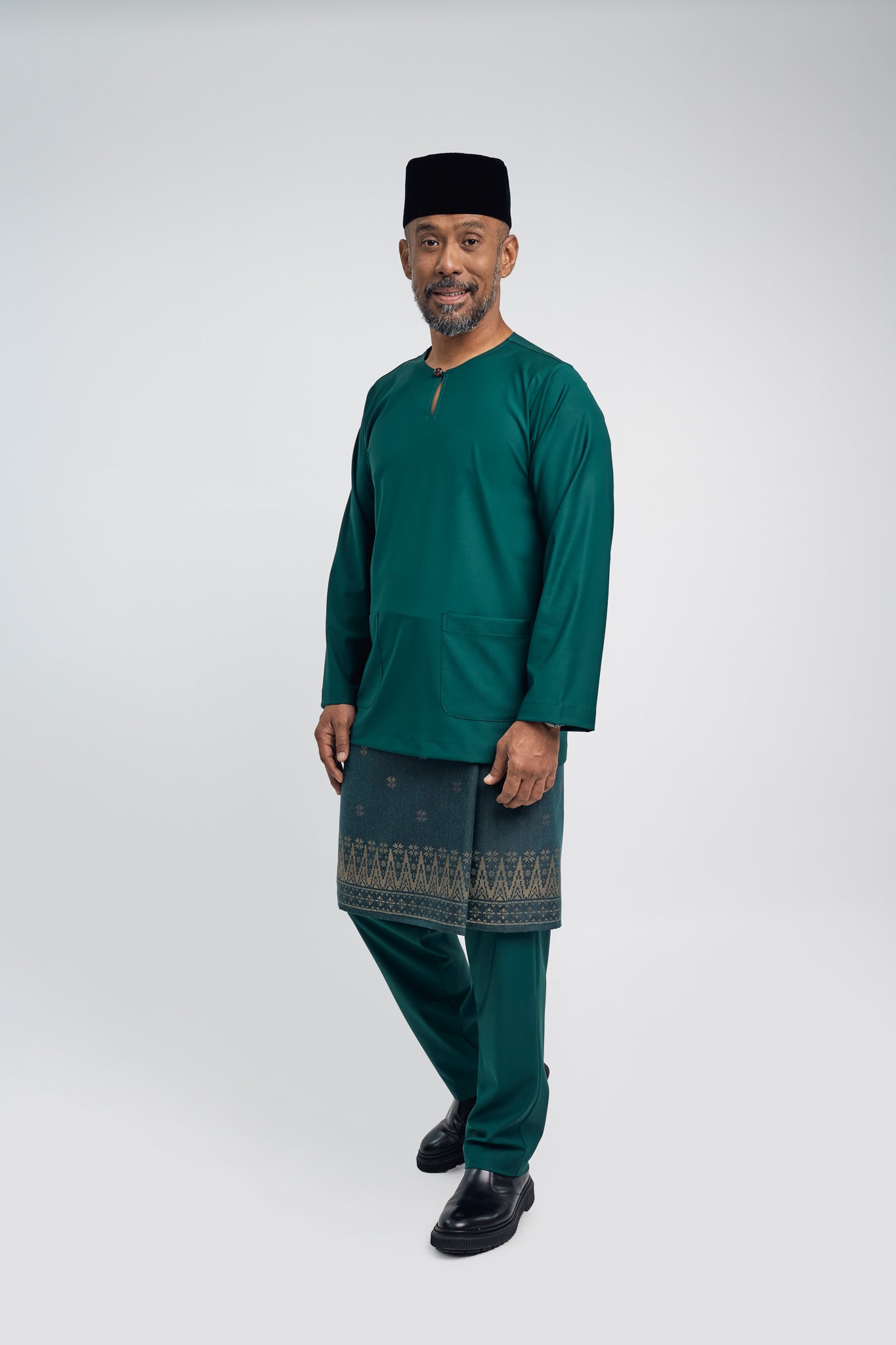Patawali Modern Fit Baju Melayu Teluk Belanga - Emerald Green