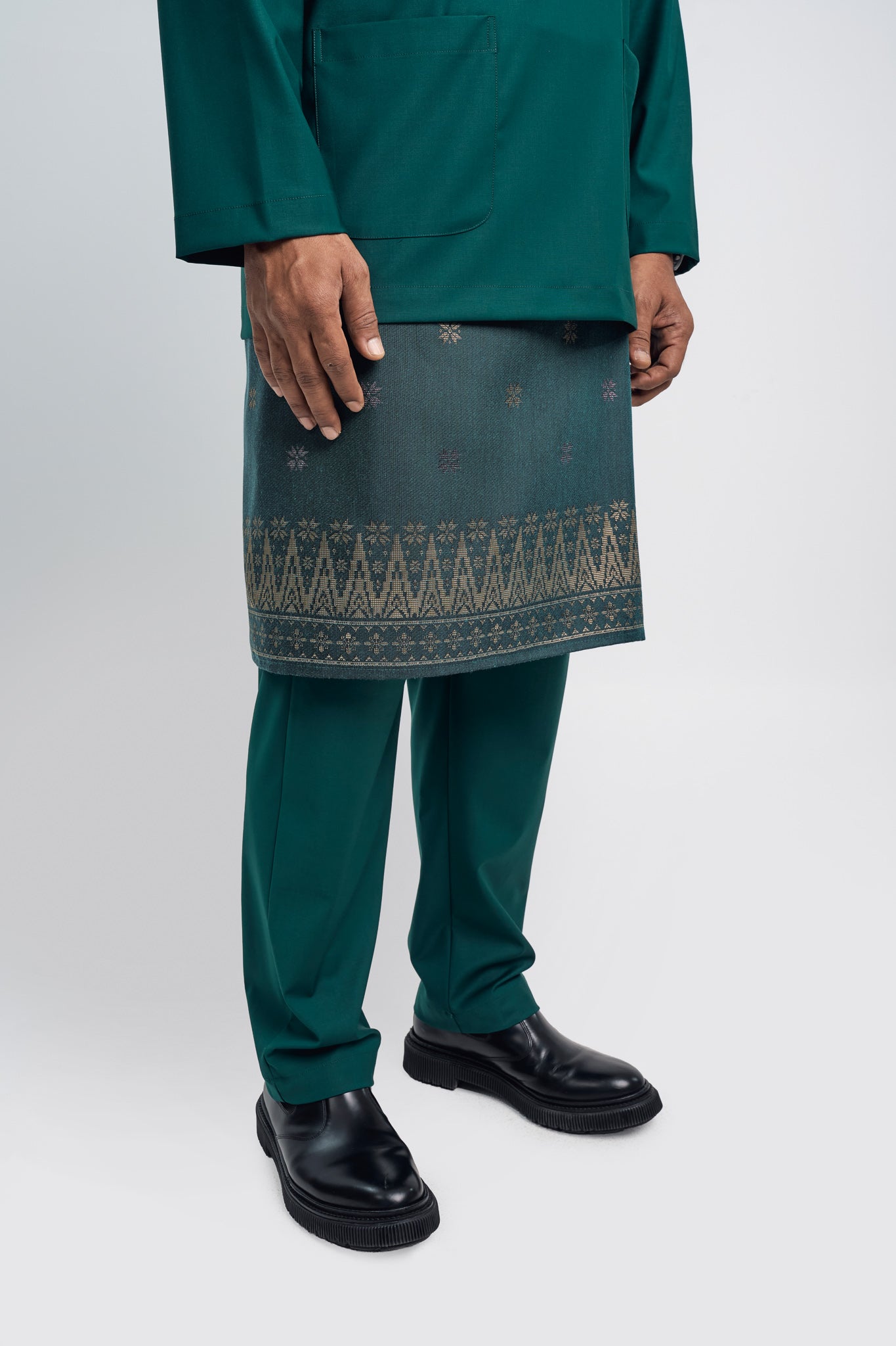 Patawali Modern Fit Baju Melayu Teluk Belanga - Emerald Green