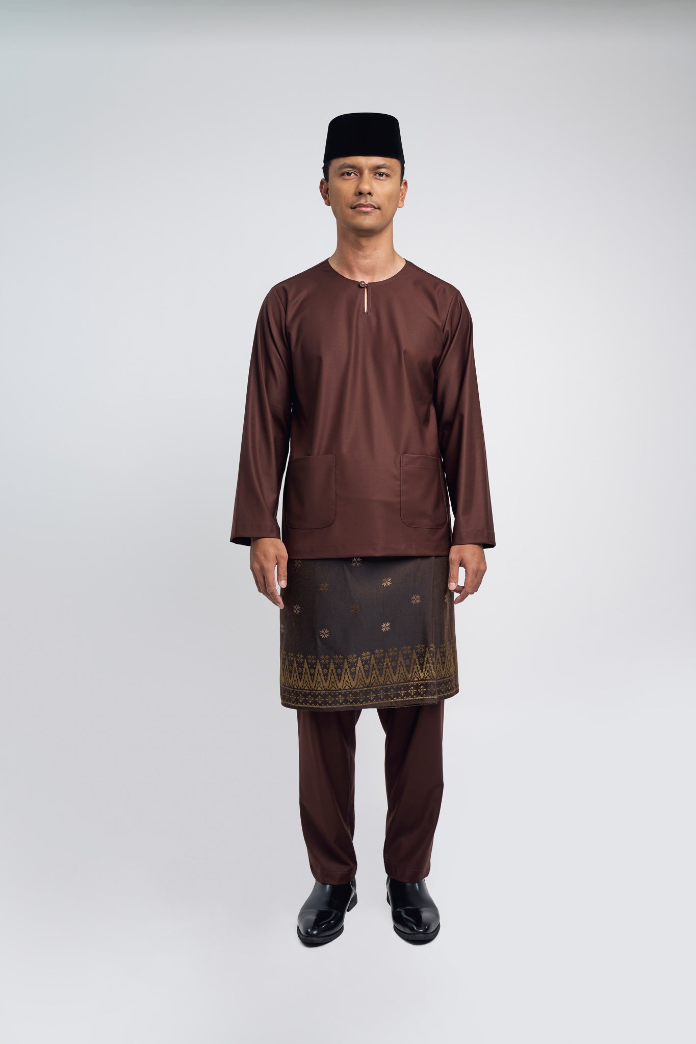 Patawali Modern Fit Baju Melayu Teluk Belanga -Dark Brown