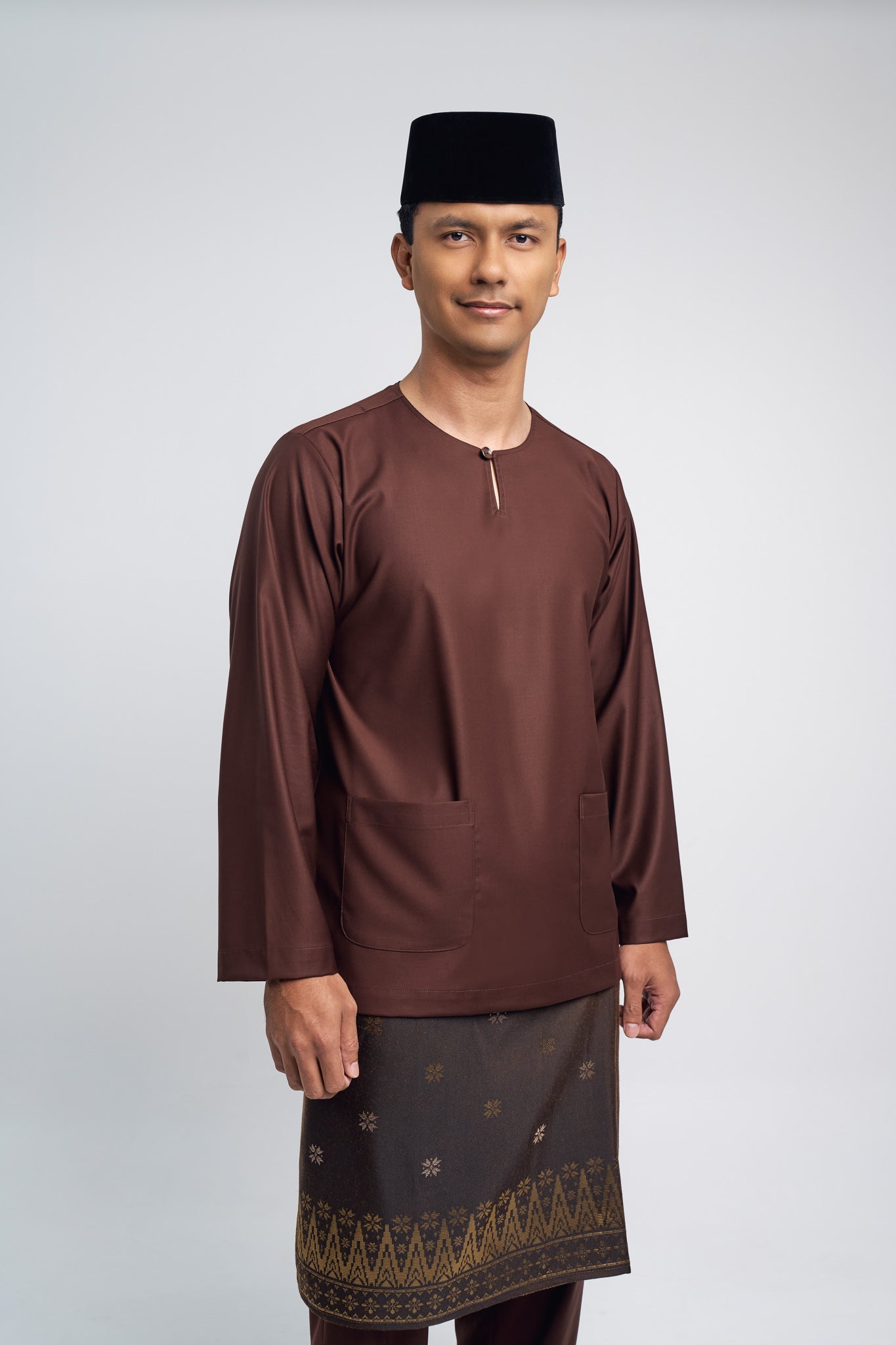 Patawali Modern Fit Baju Melayu Teluk Belanga -Dark Brown