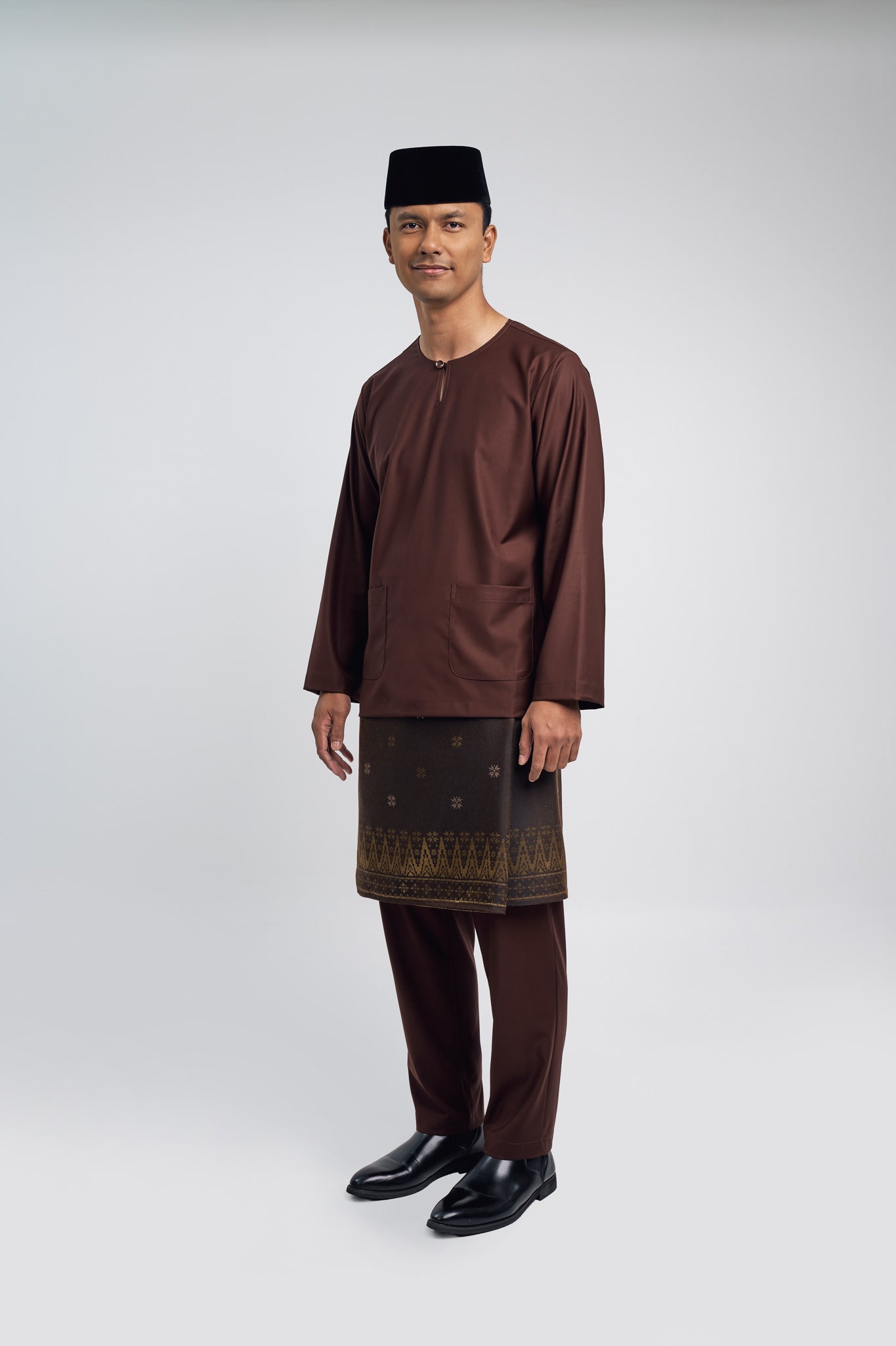 Patawali Modern Fit Baju Melayu Teluk Belanga -Dark Brown
