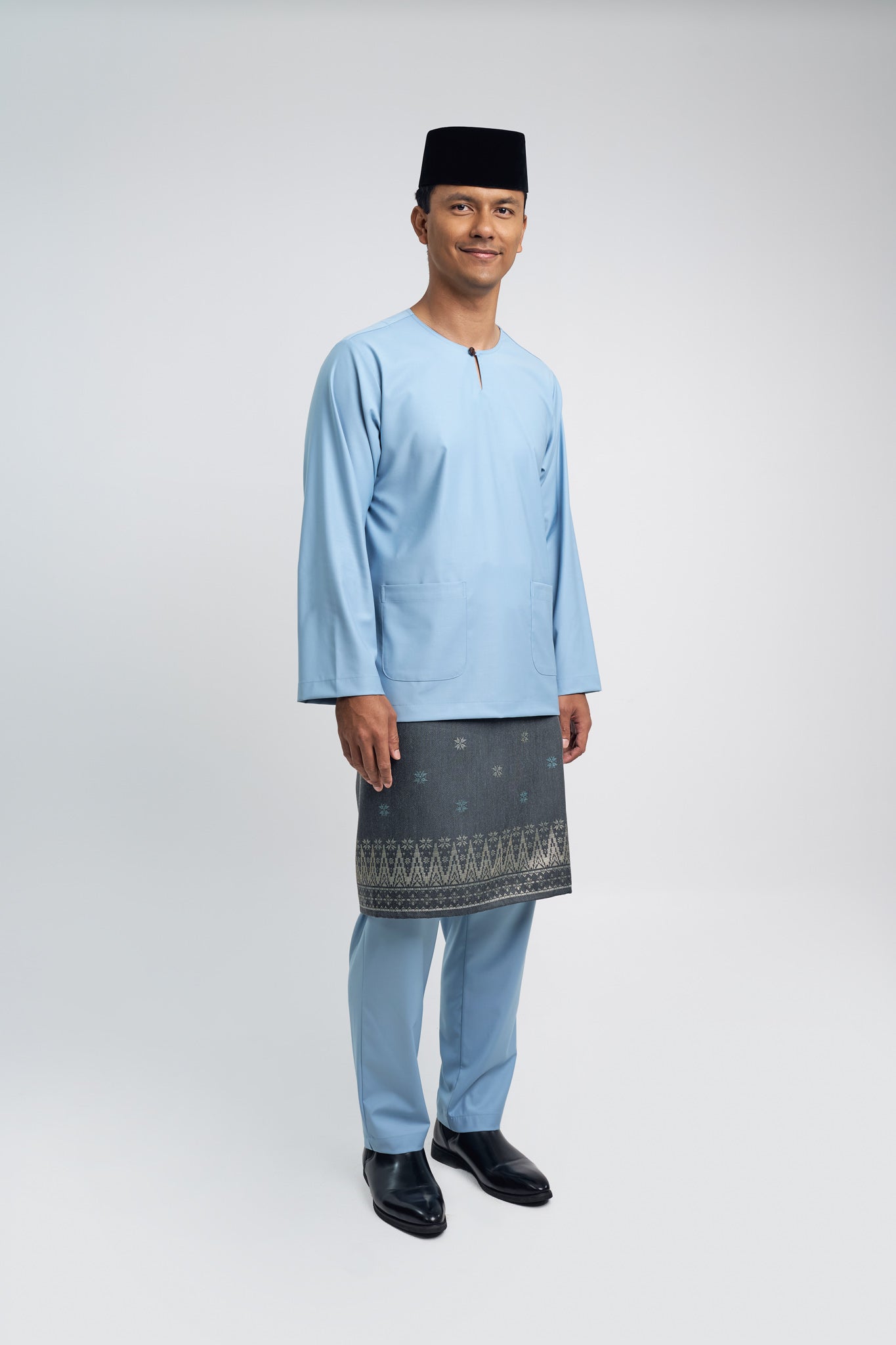 Patawali Modern Fit Baju Melayu Teluk Belanga - Light Blue