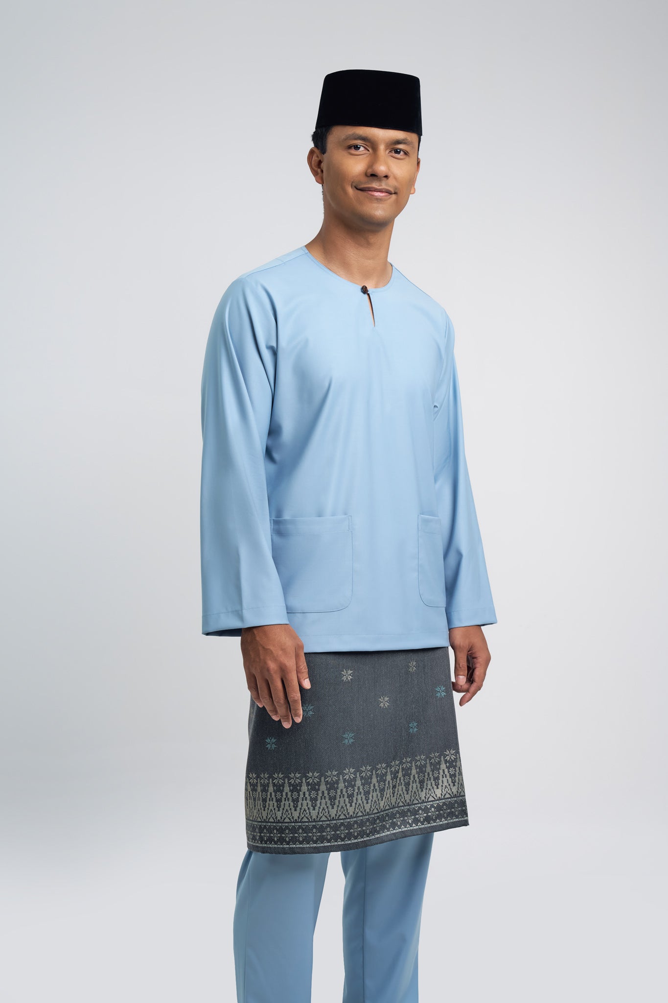 Patawali Modern Fit Baju Melayu Teluk Belanga - Light Blue