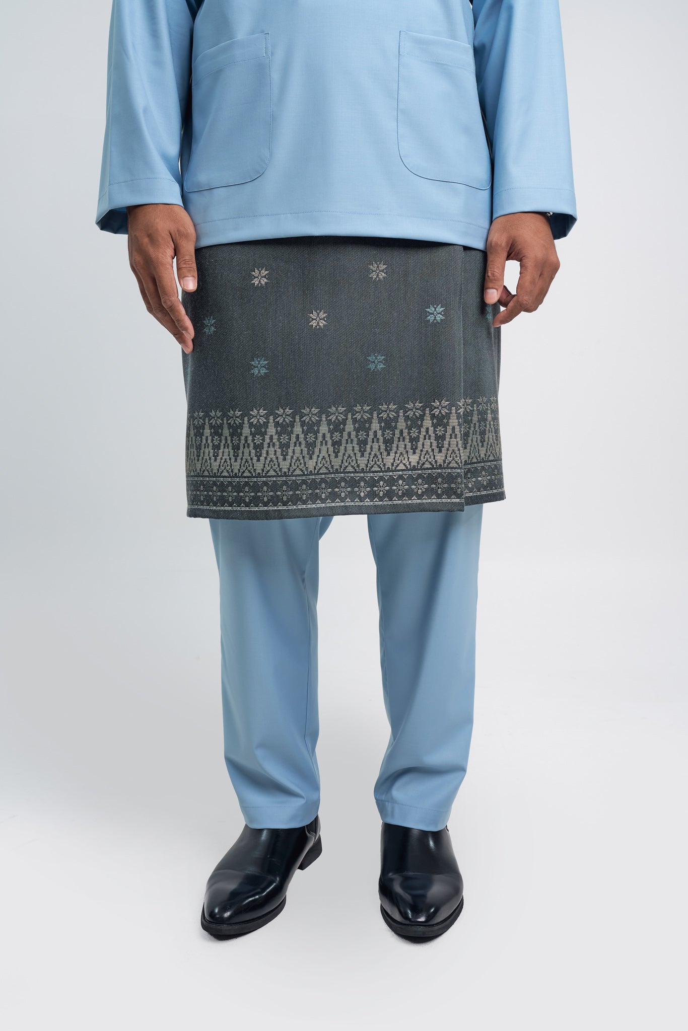 Patawali Modern Fit Baju Melayu Teluk Belanga - Light Blue