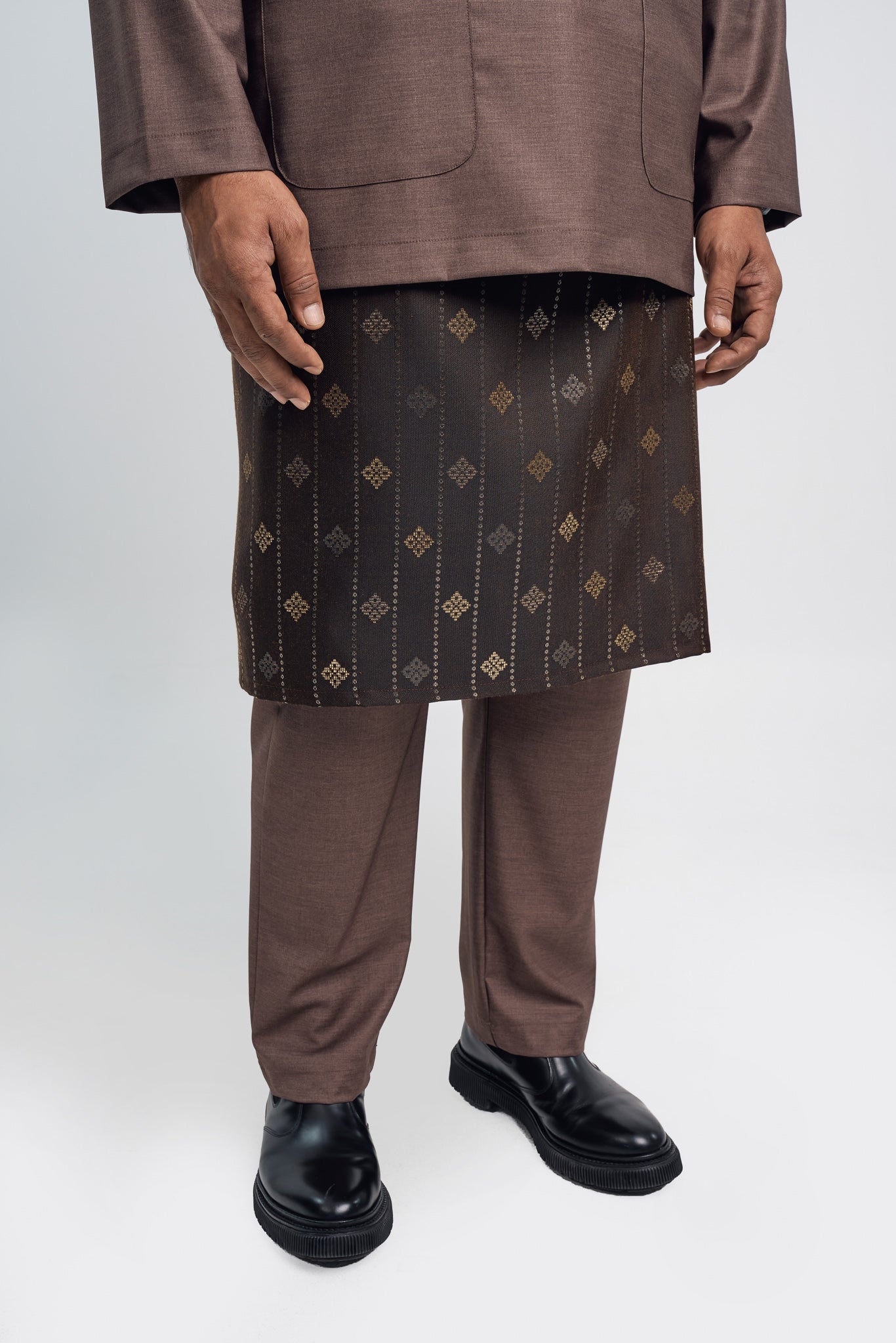 Patawali Modern Fit Baju Melayu Teluk Belanga - Espresso