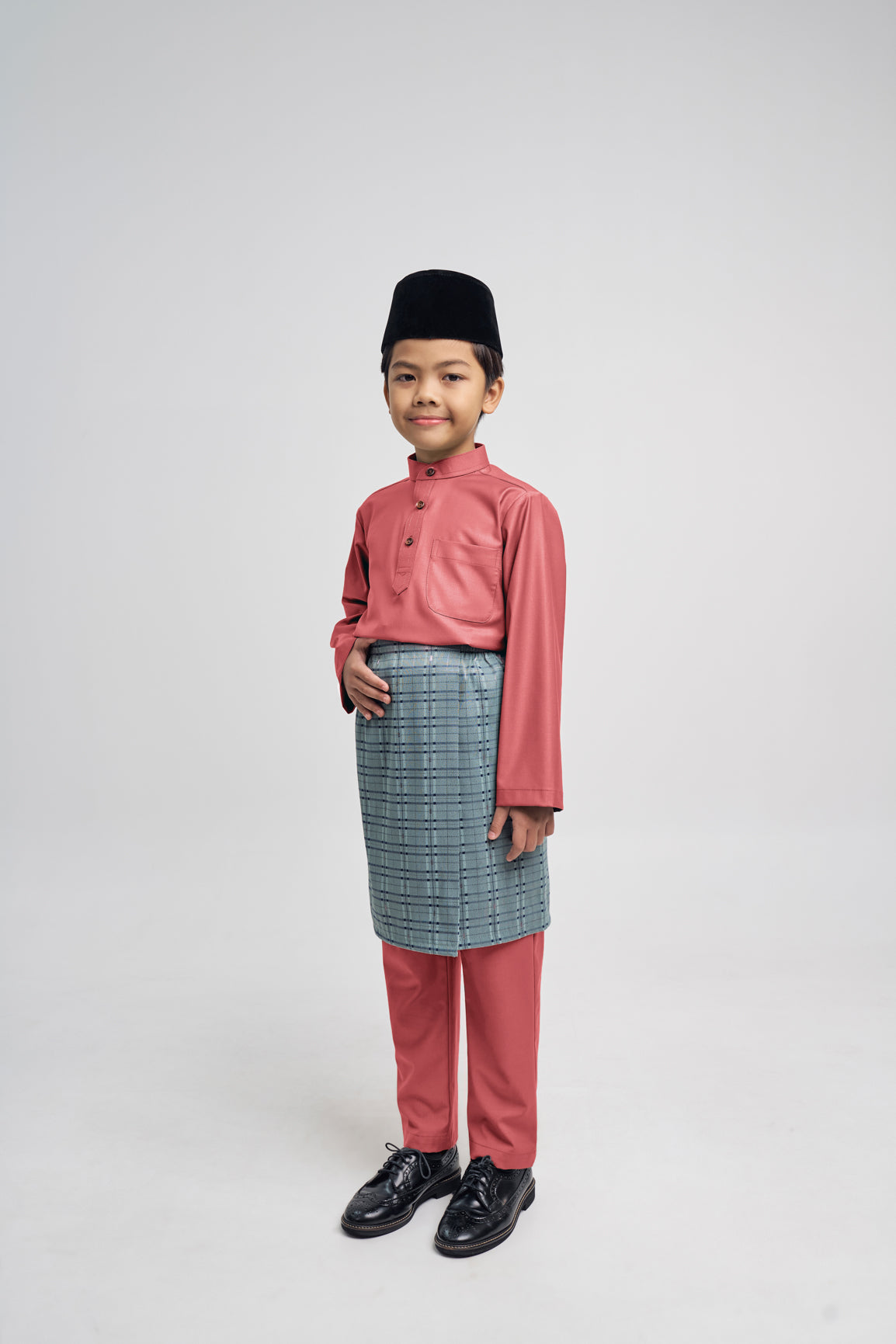 Patawali Boys Baju Melayu Cekak Musang - Dark Rose