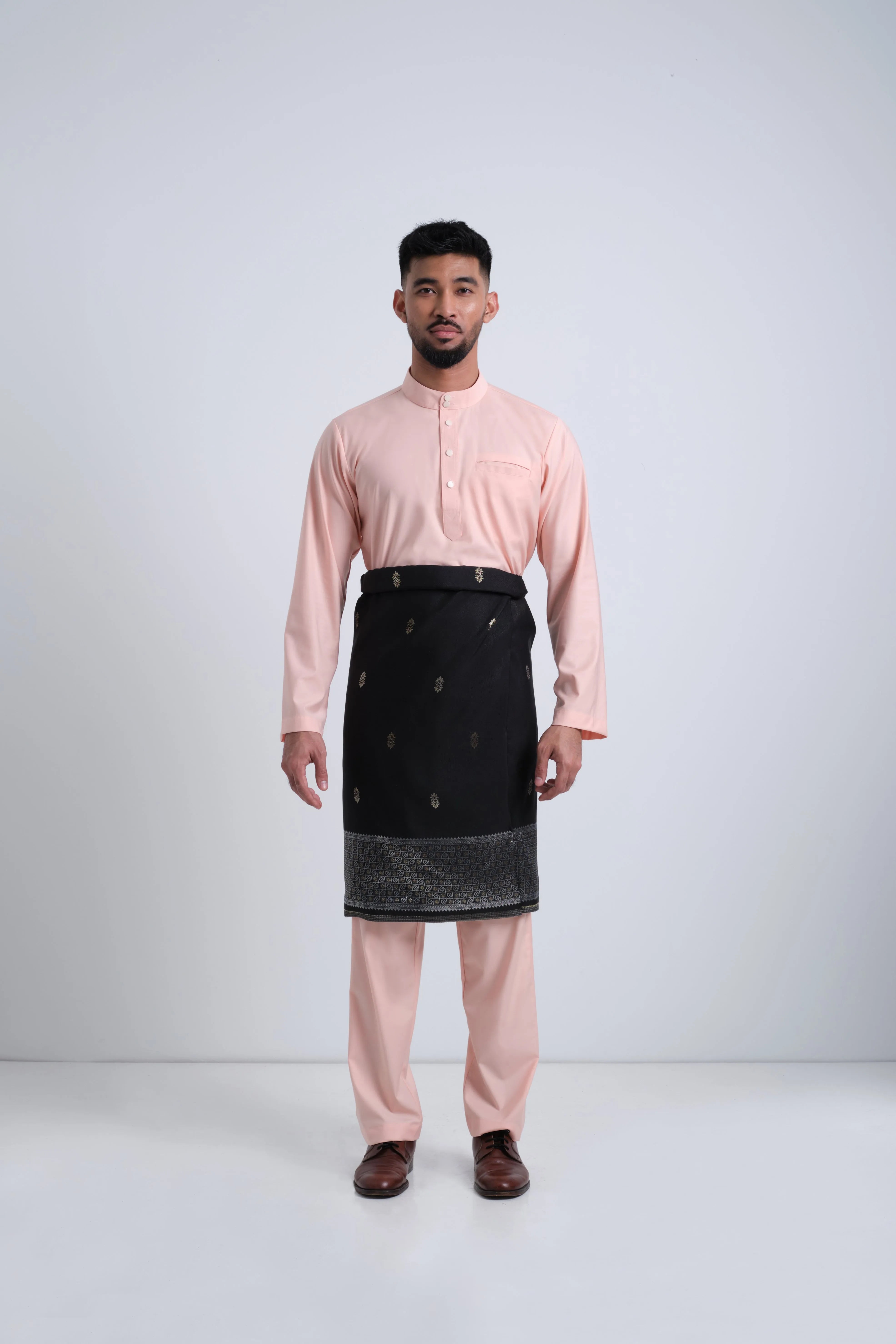 Patawali Baju Melayu Cekak Musang - Peach