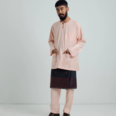 Patawali Classic Fit Baju Melayu Teluk Belanga - Peach