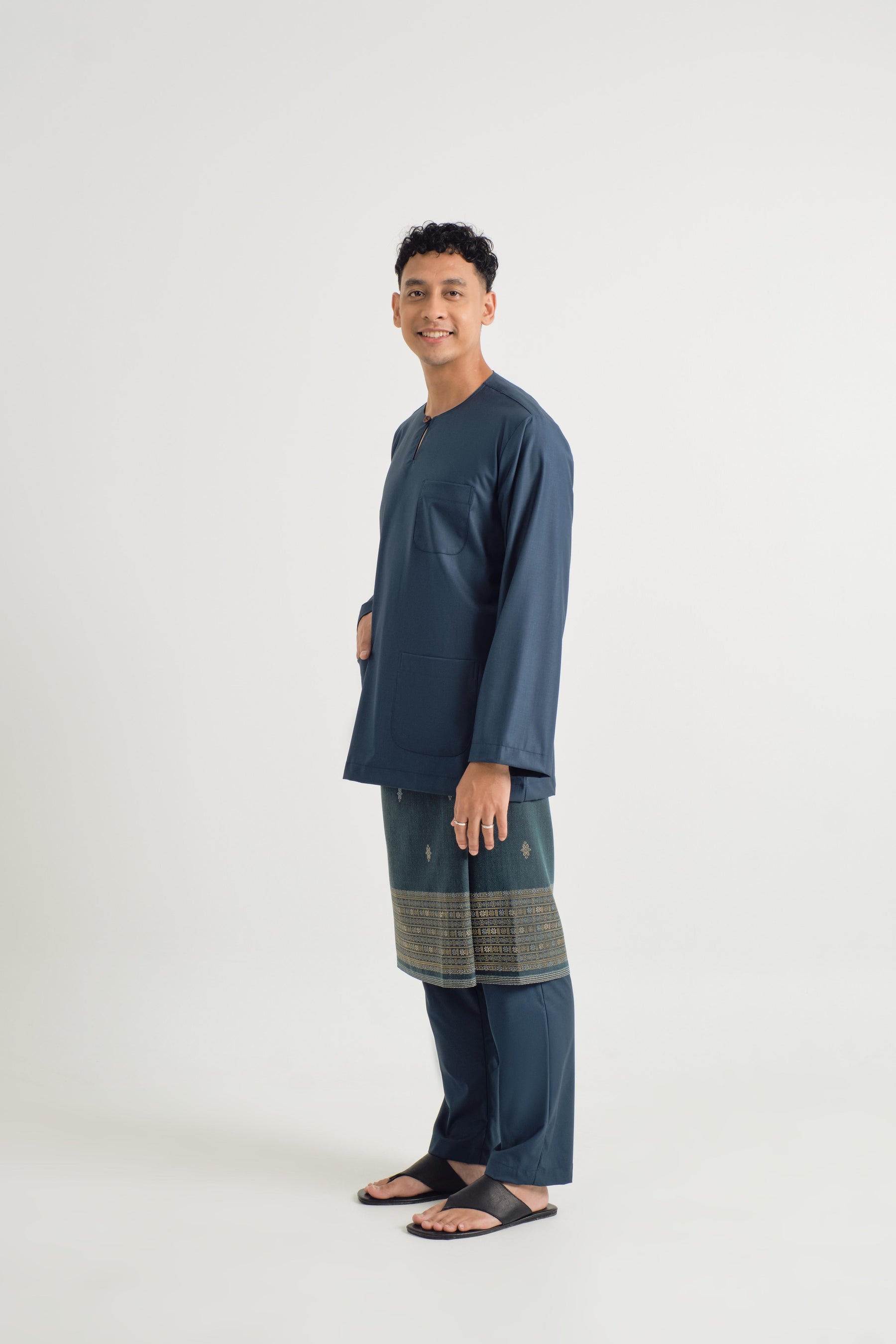 Patawali Classic Fit Baju Melayu Teluk Belanga - Peacock Green