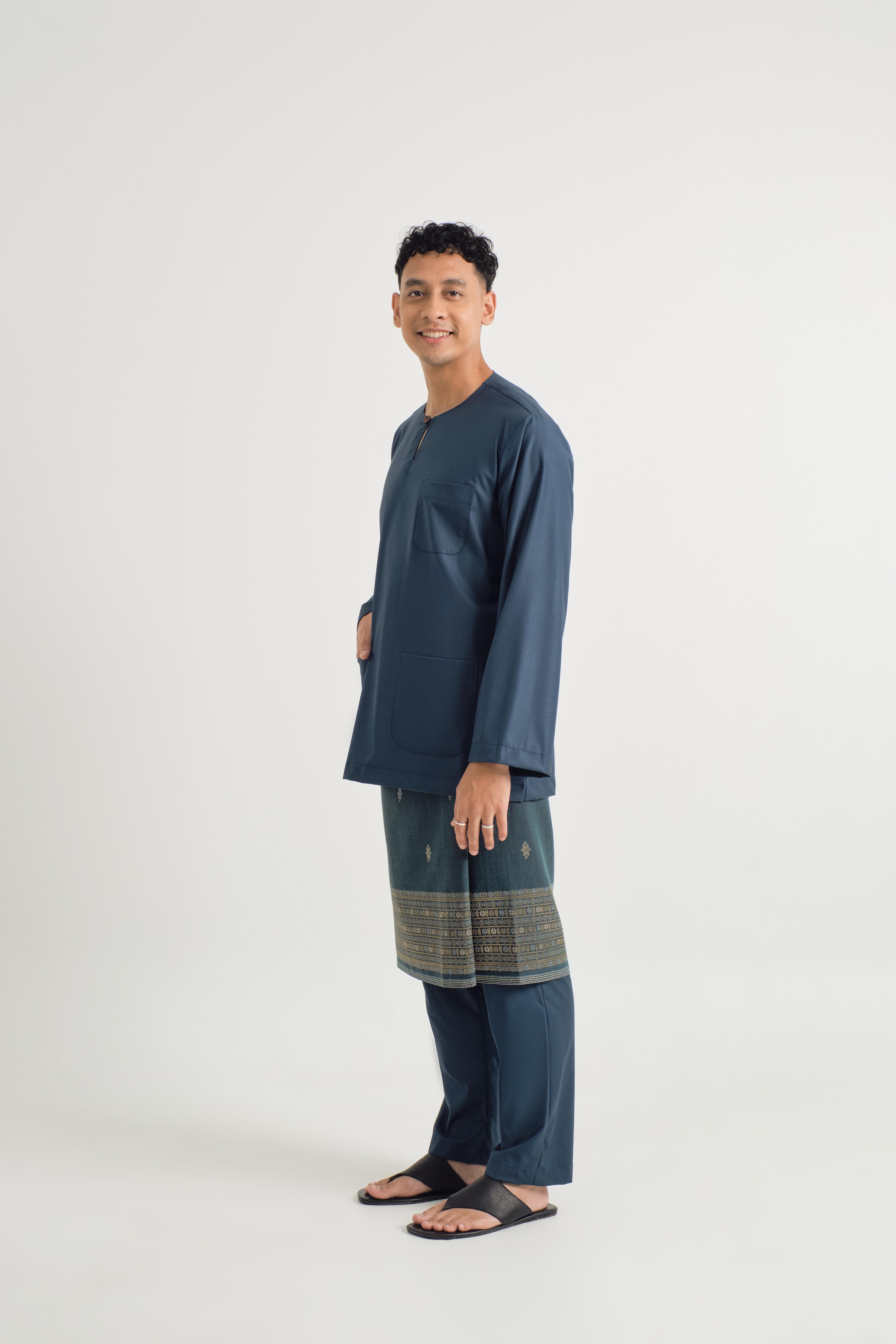 Patawali Classic Fit Baju Melayu Teluk Belanga - Peacock Green