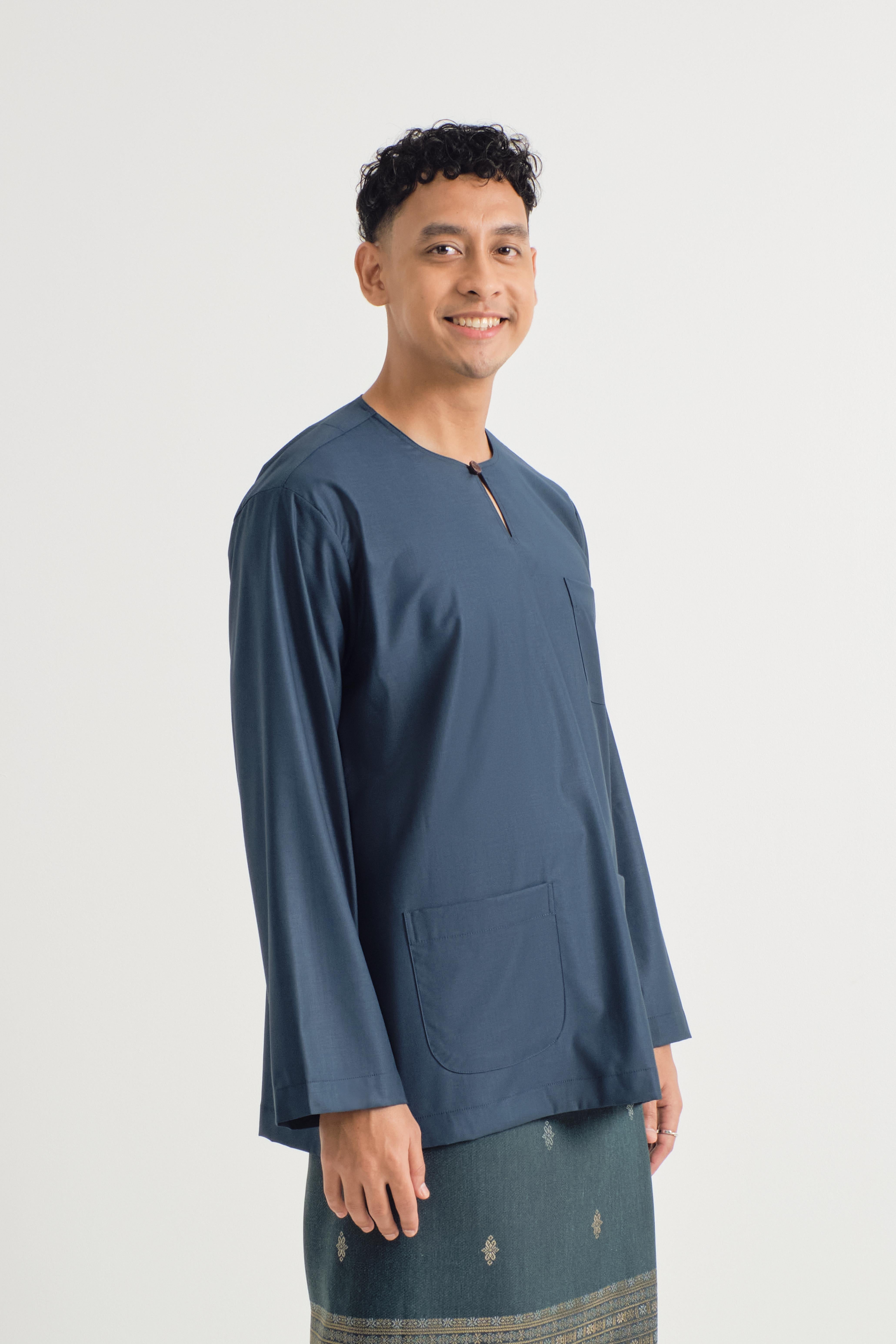 Patawali Classic Fit Baju Melayu Teluk Belanga - Peacock Green